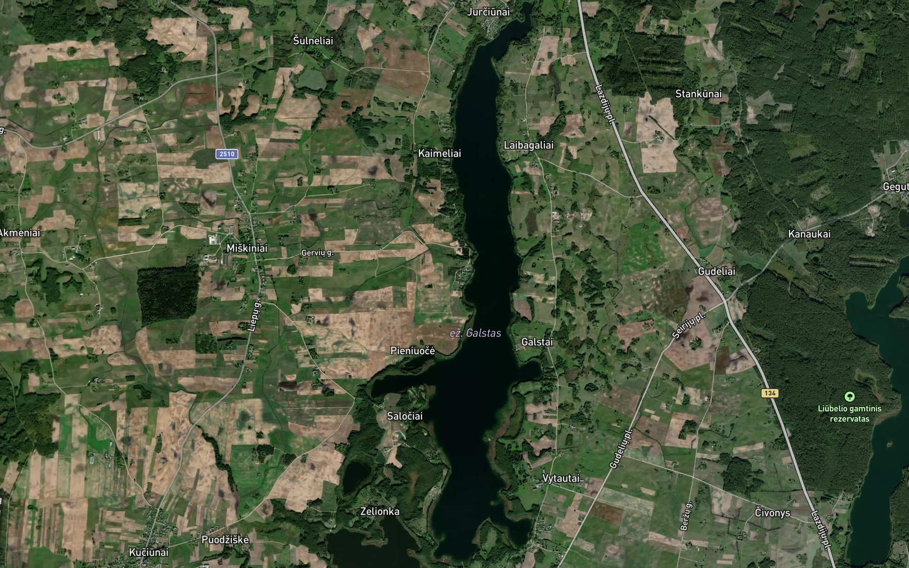 Satellite map of the Ezeras Galstas