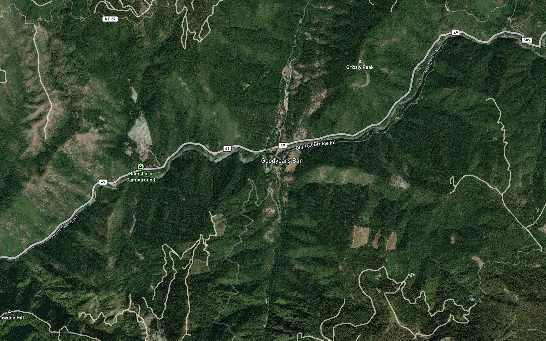Satellite map of the Woodruff Creek