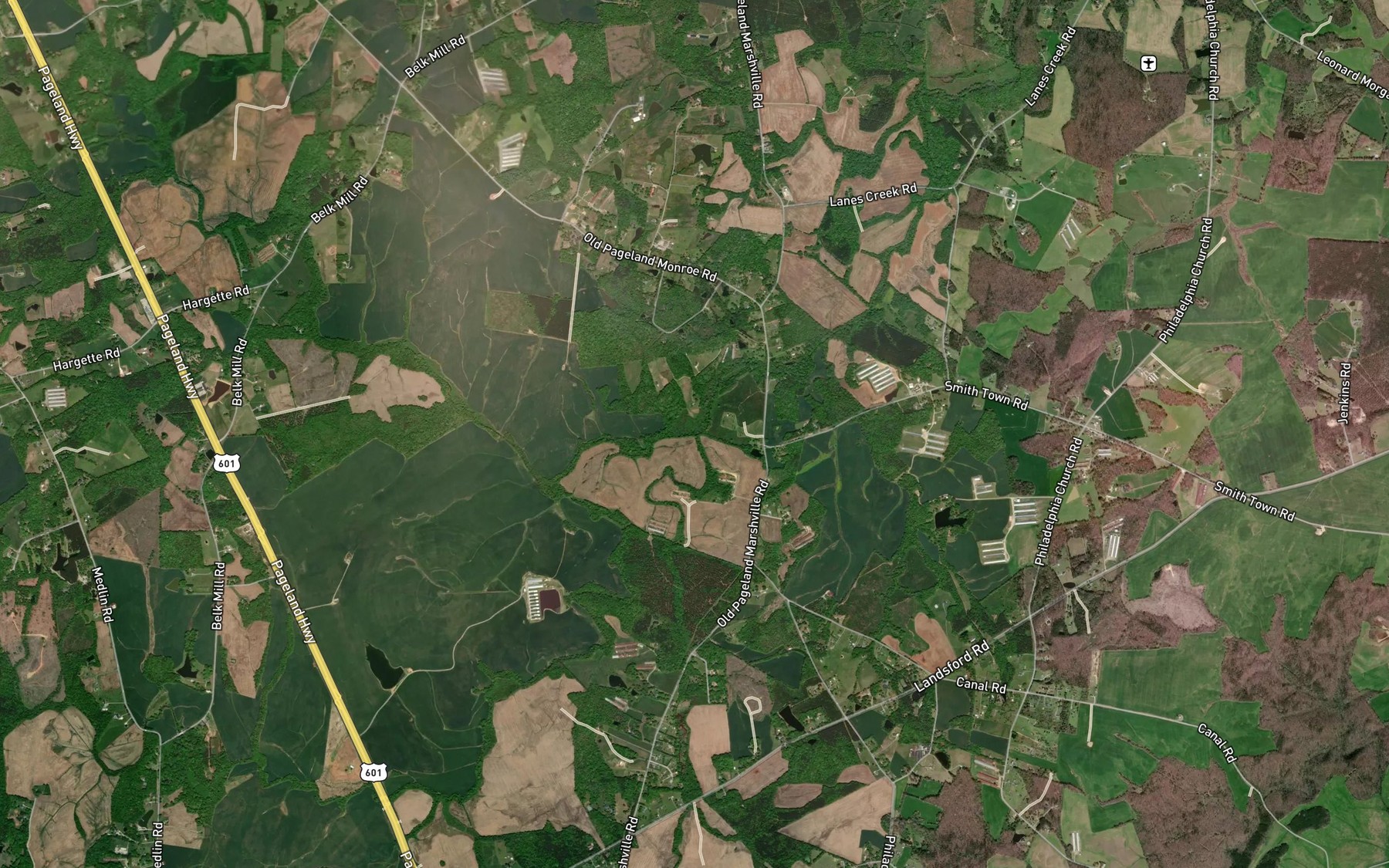 Satellite map of the Carolina Creek
