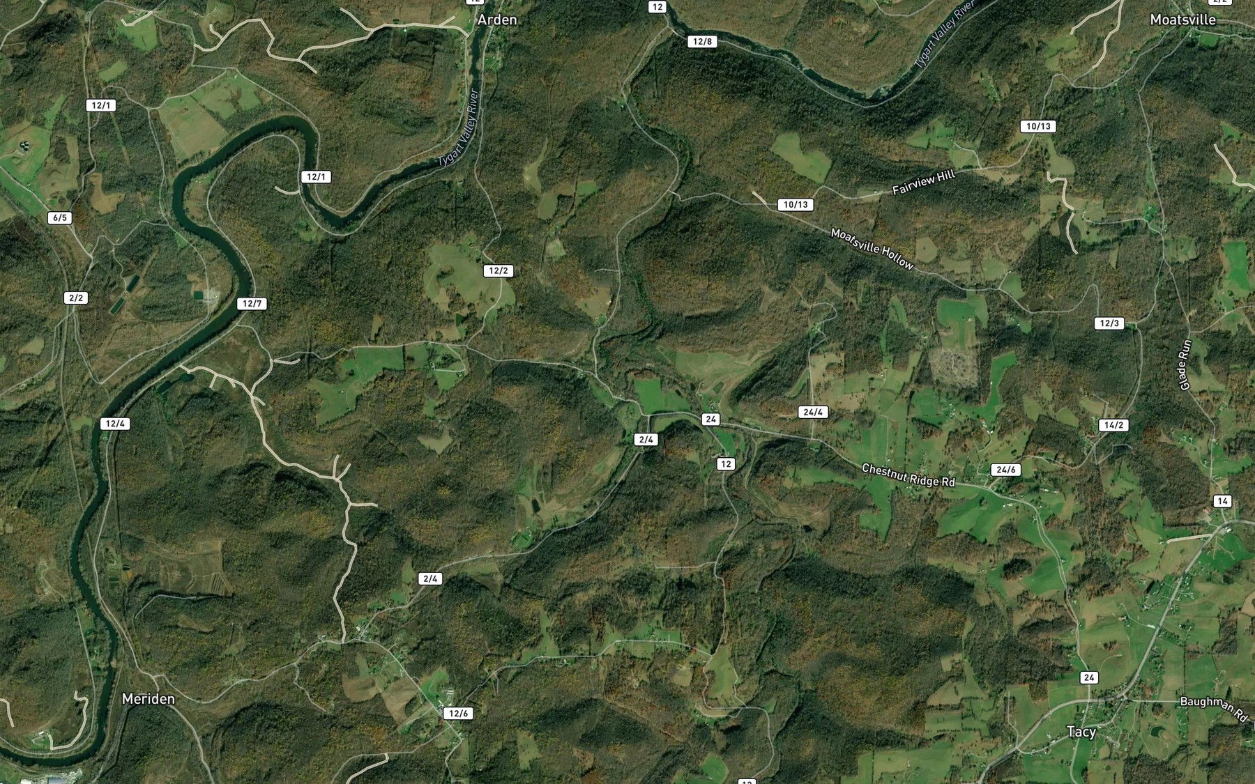 Satellite map of the Frost Run