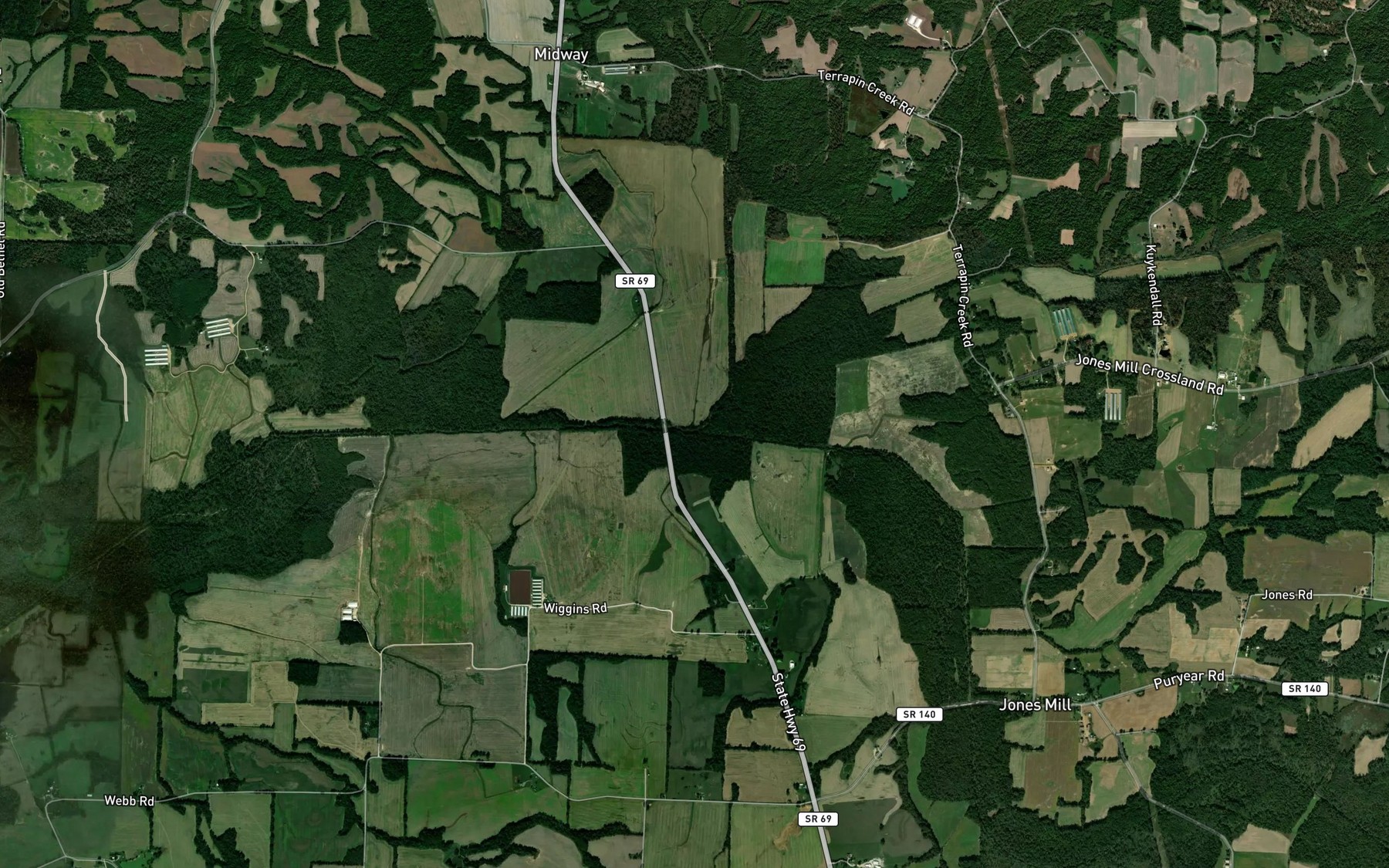Satellite map of the Terrapin Creek