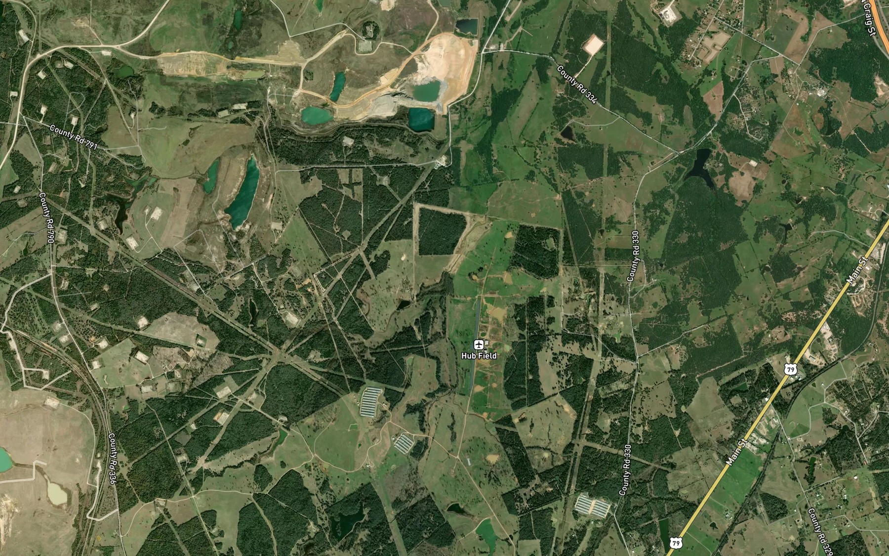 Satellite map of the Thundering Springs Branch
