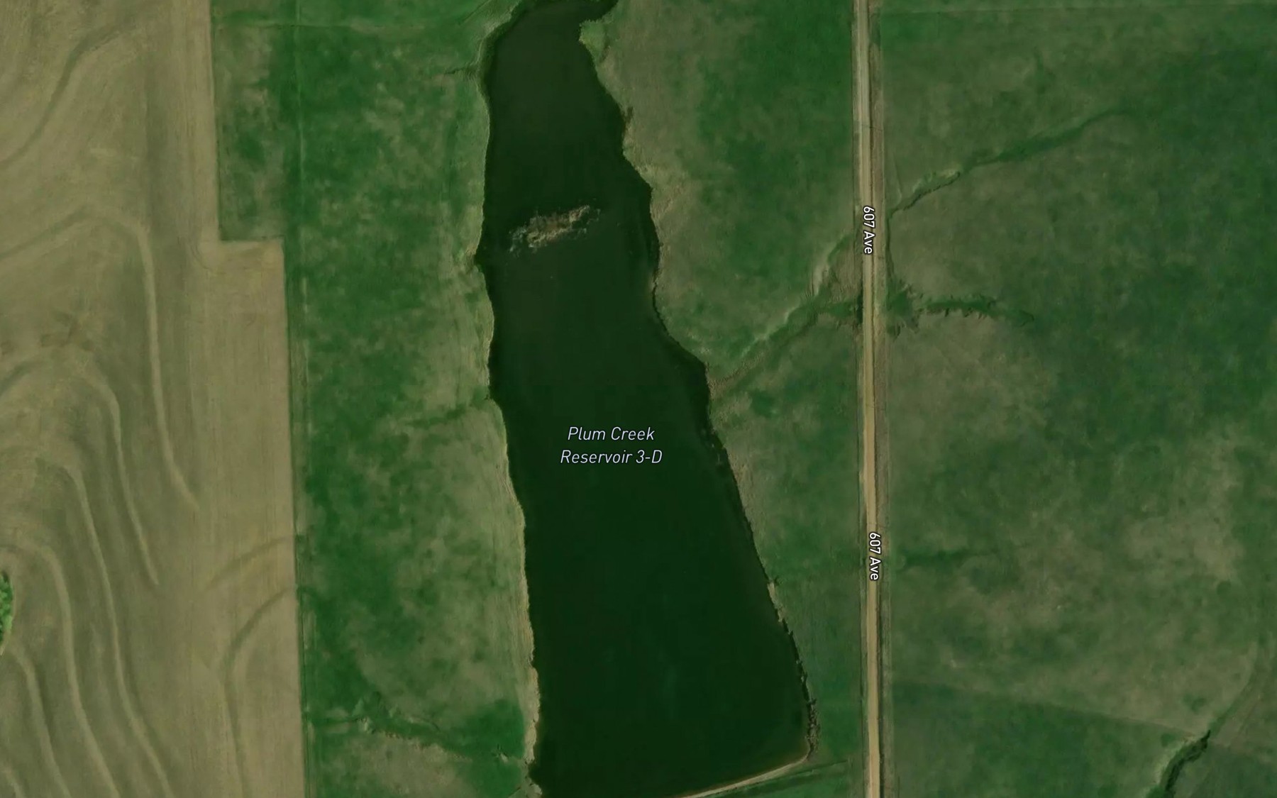 Satellite map of the Plum Creek Reservoir 3-D