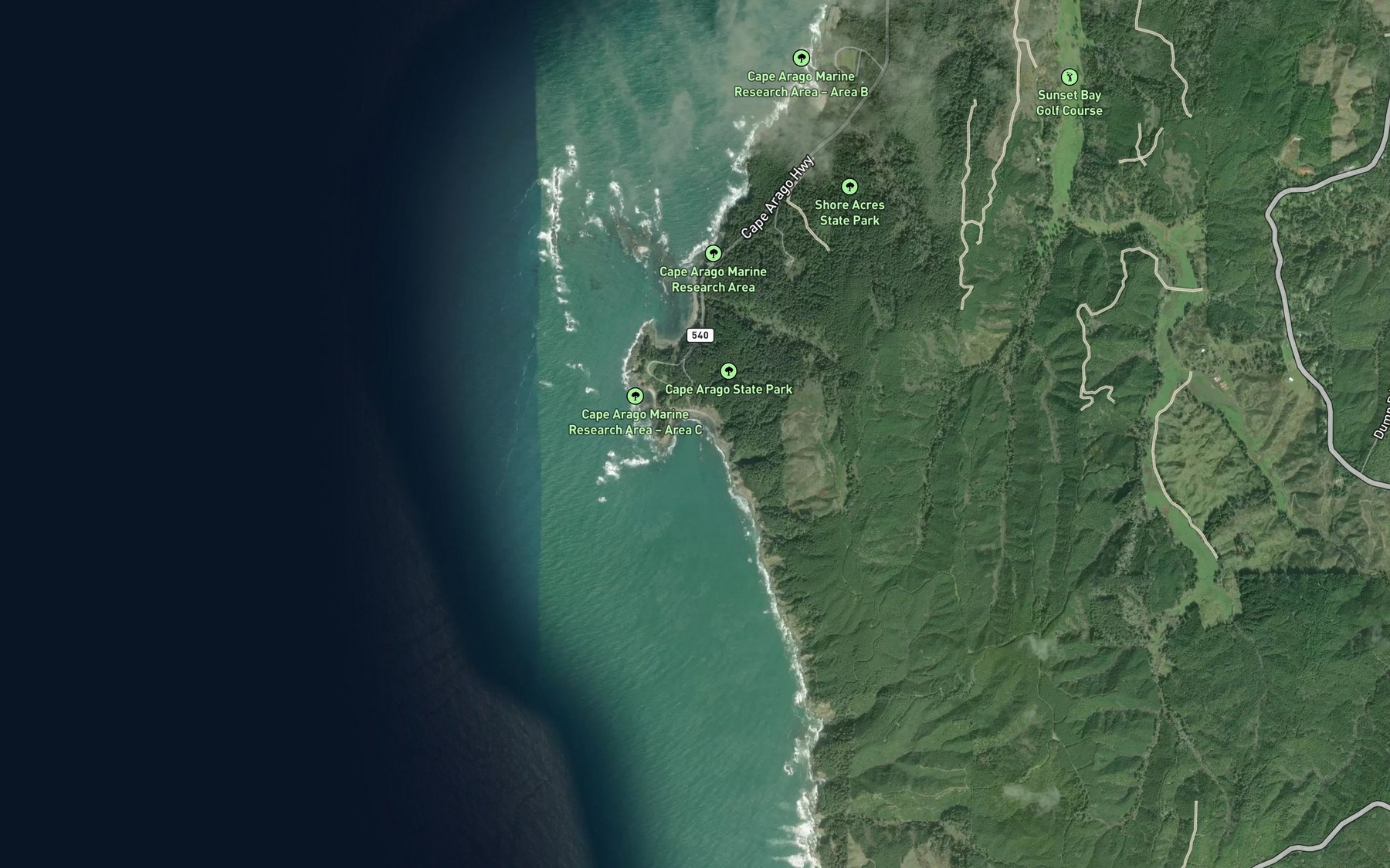 Satellite map of the South Cove