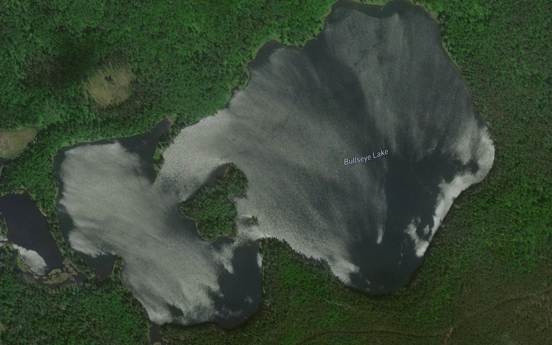 Satellite map of the Bullseye Lake