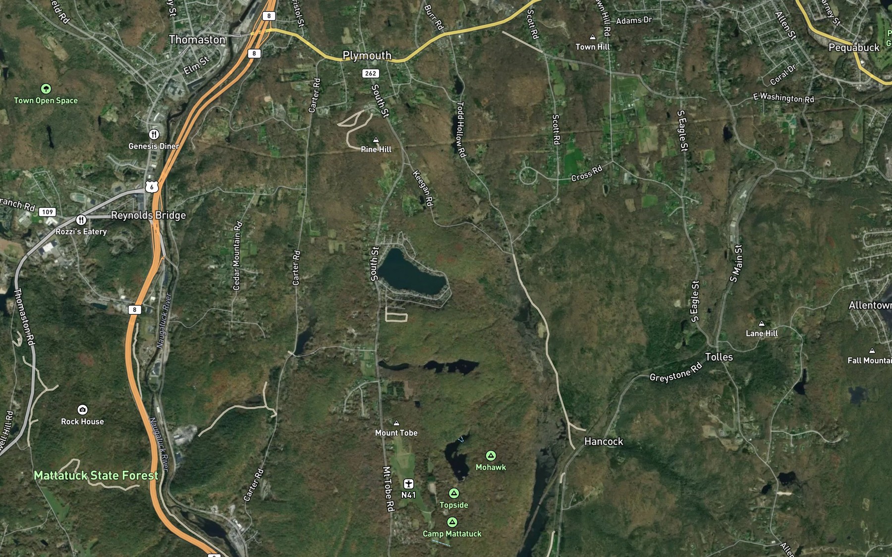 Satellite map of the Plymouth Lake