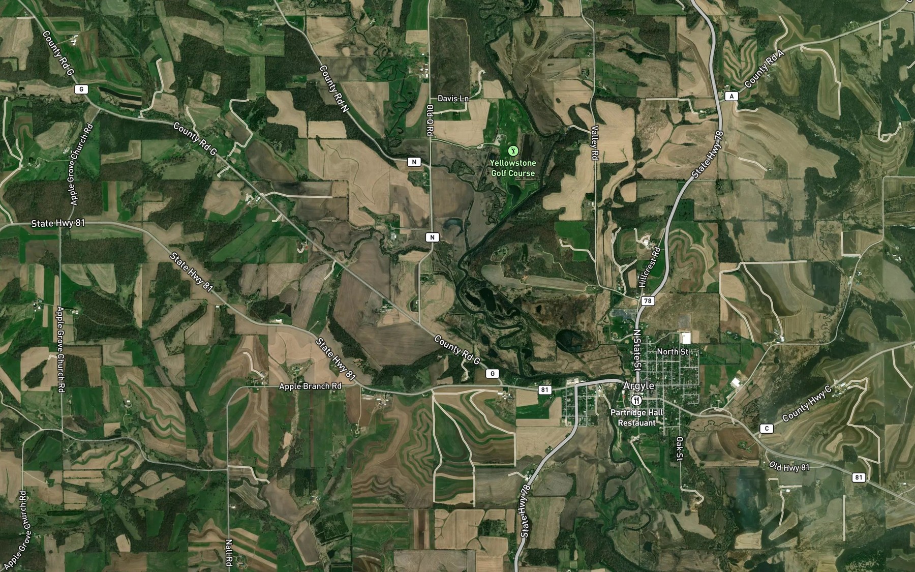 Satellite map of the Mud Branch