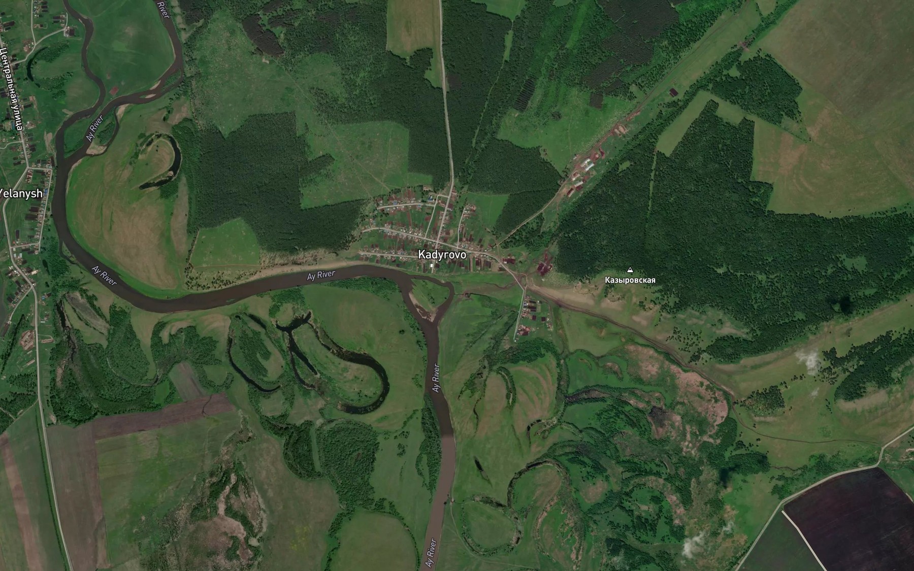 Satellite map of the Ishmen'ka