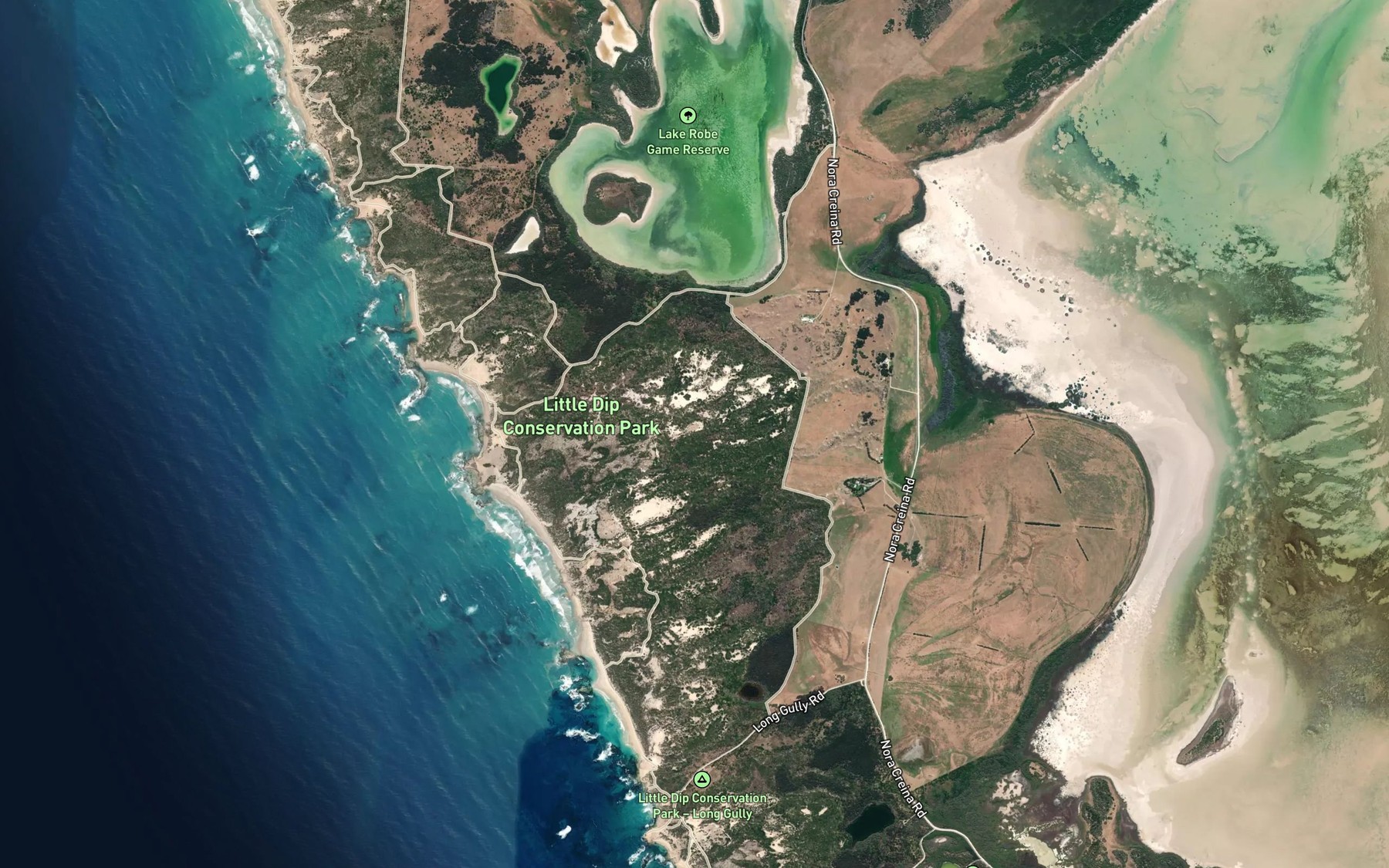Satellite map of the Lake Robe