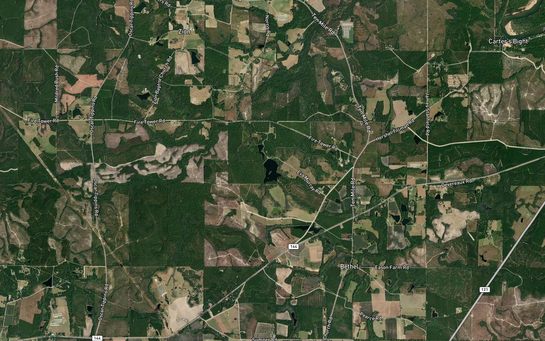 Satellite map of the Eason Lake