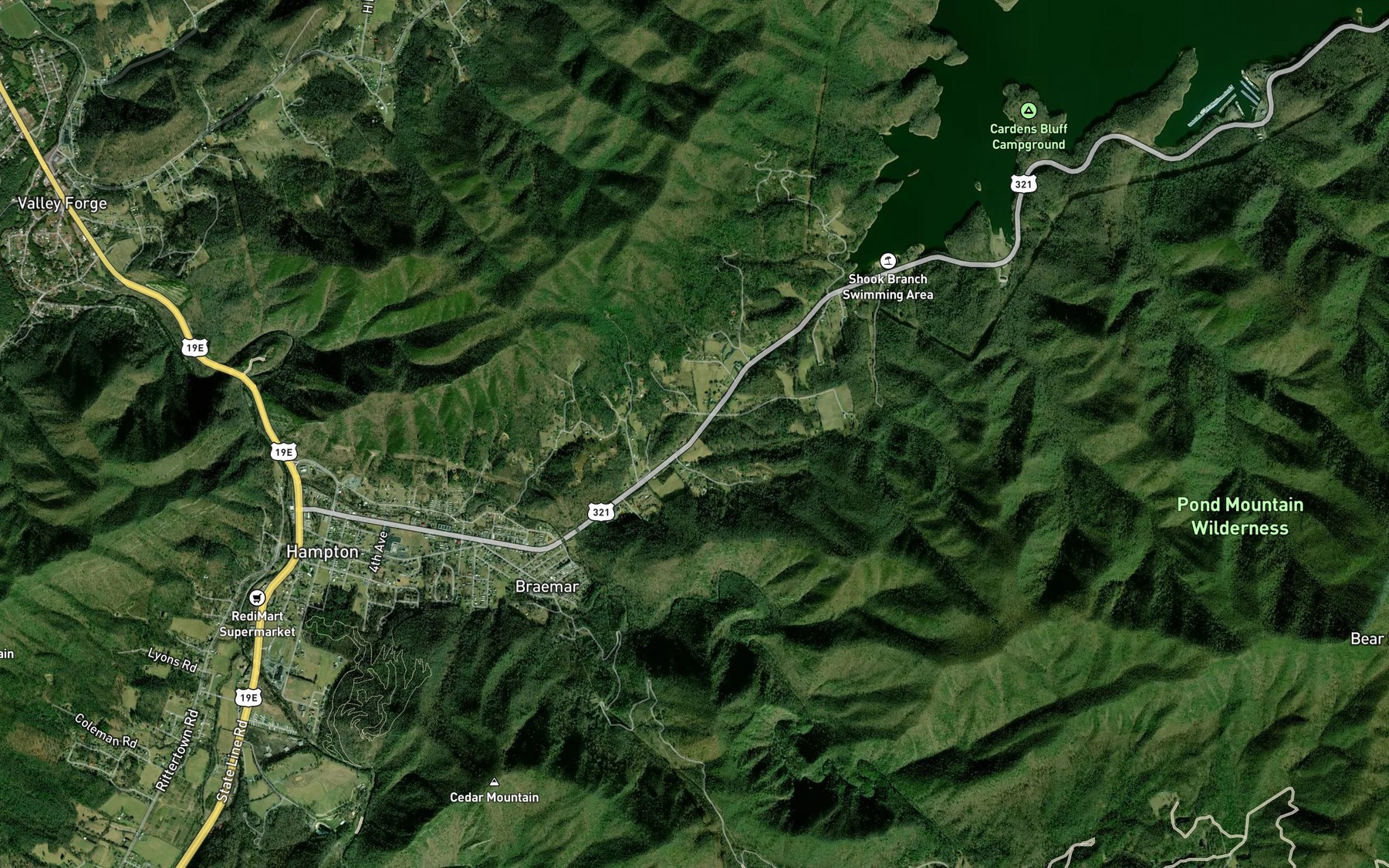 Satellite map of the Morton Branch