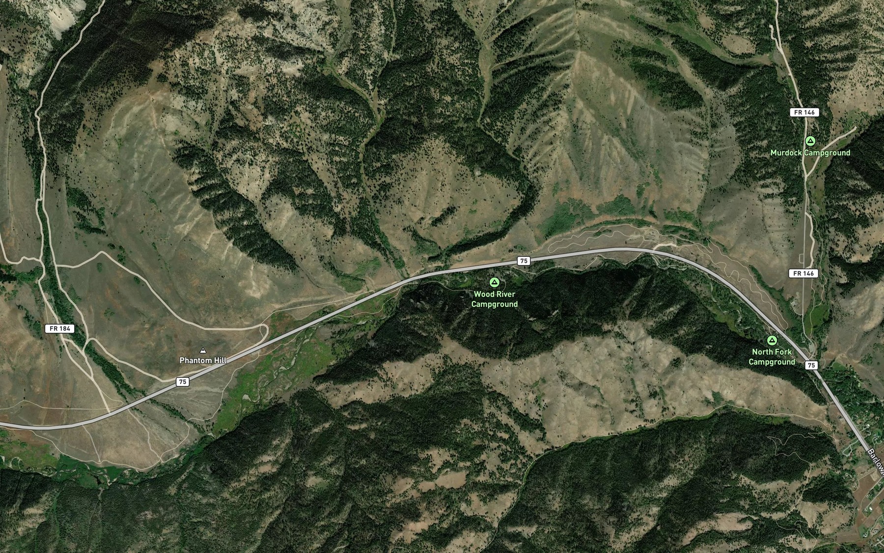 Satellite map of the Konrad Creek
