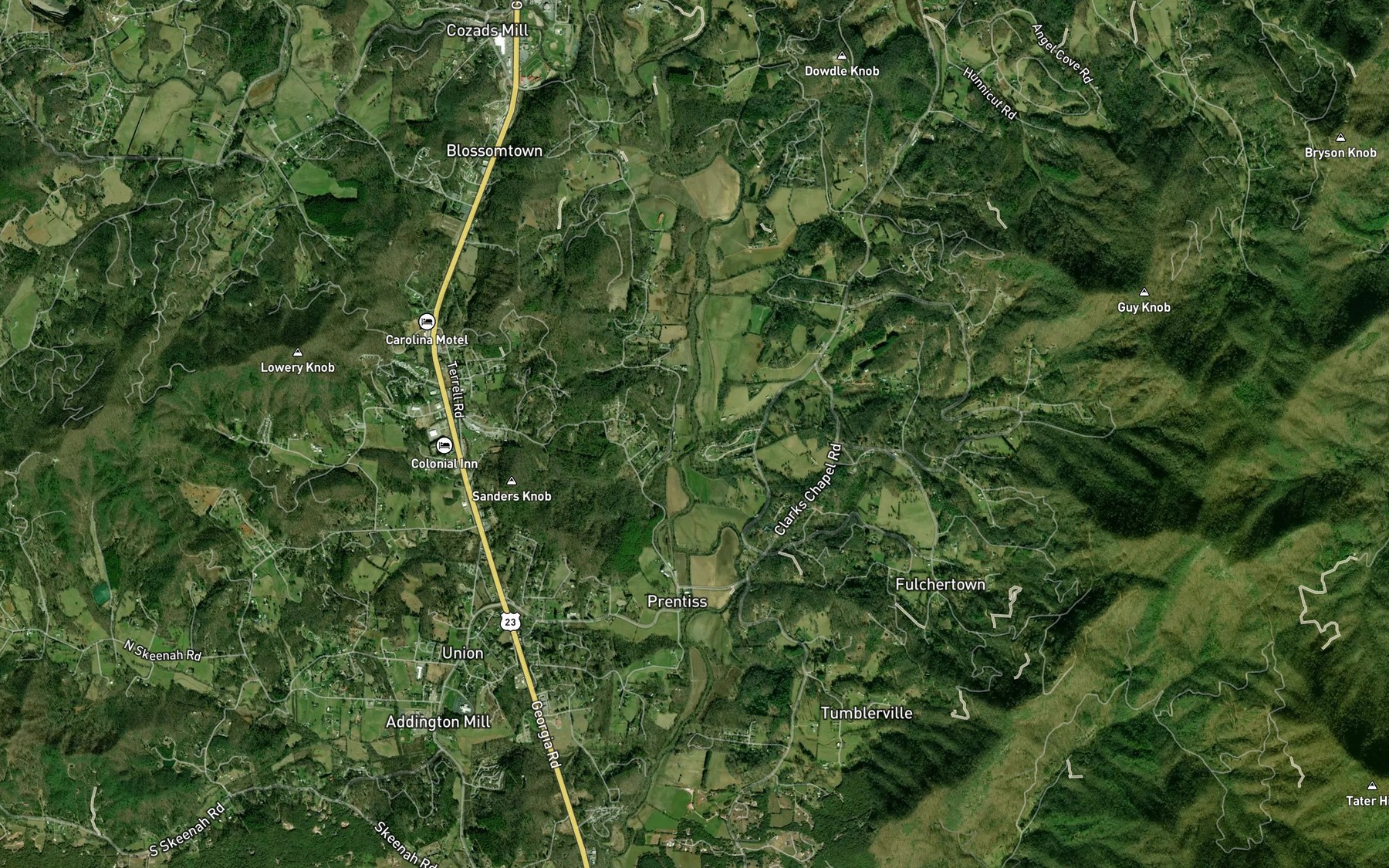 Satellite map of the Hayes Mill Creek