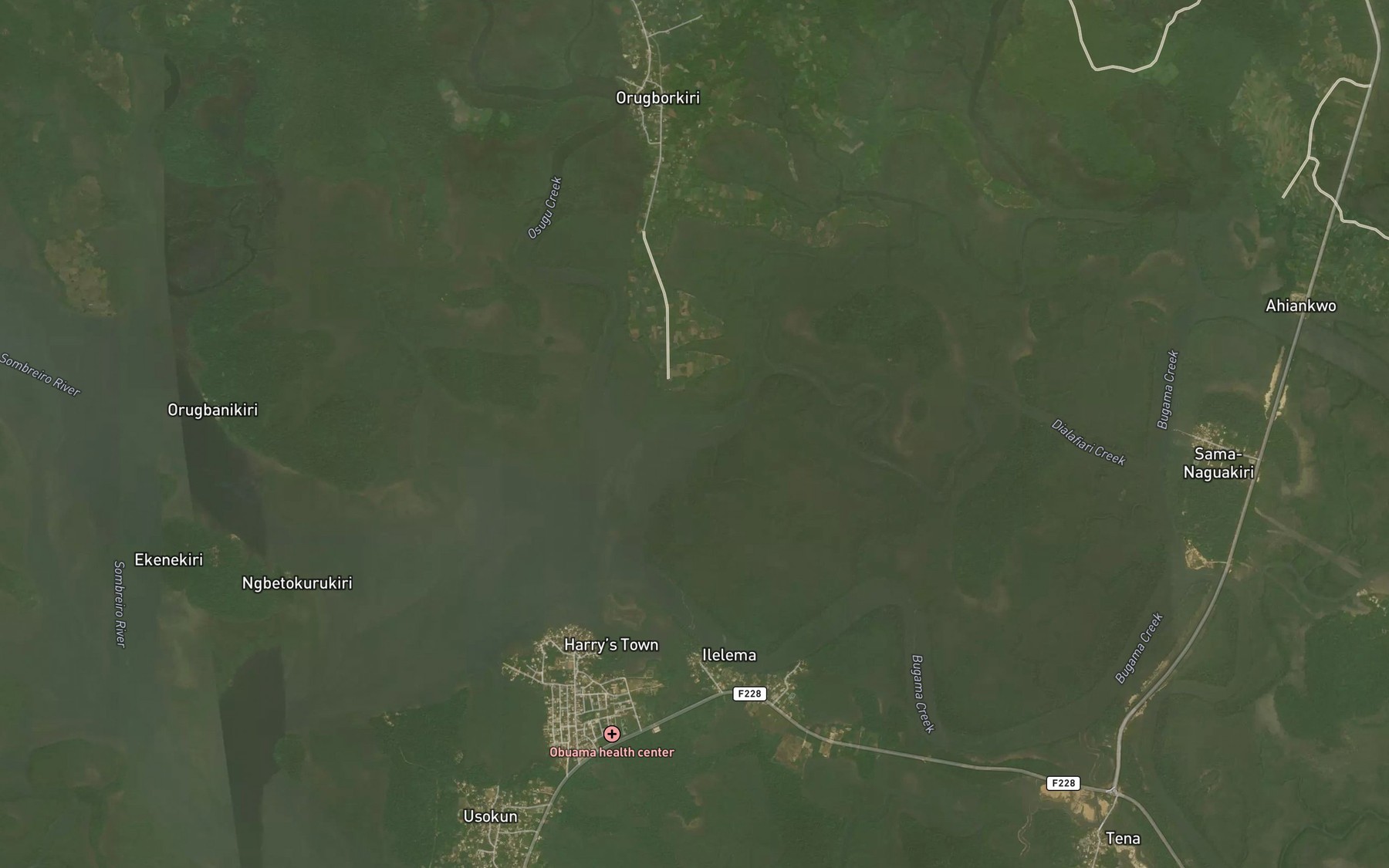Satellite map of the Dialafiari Creek