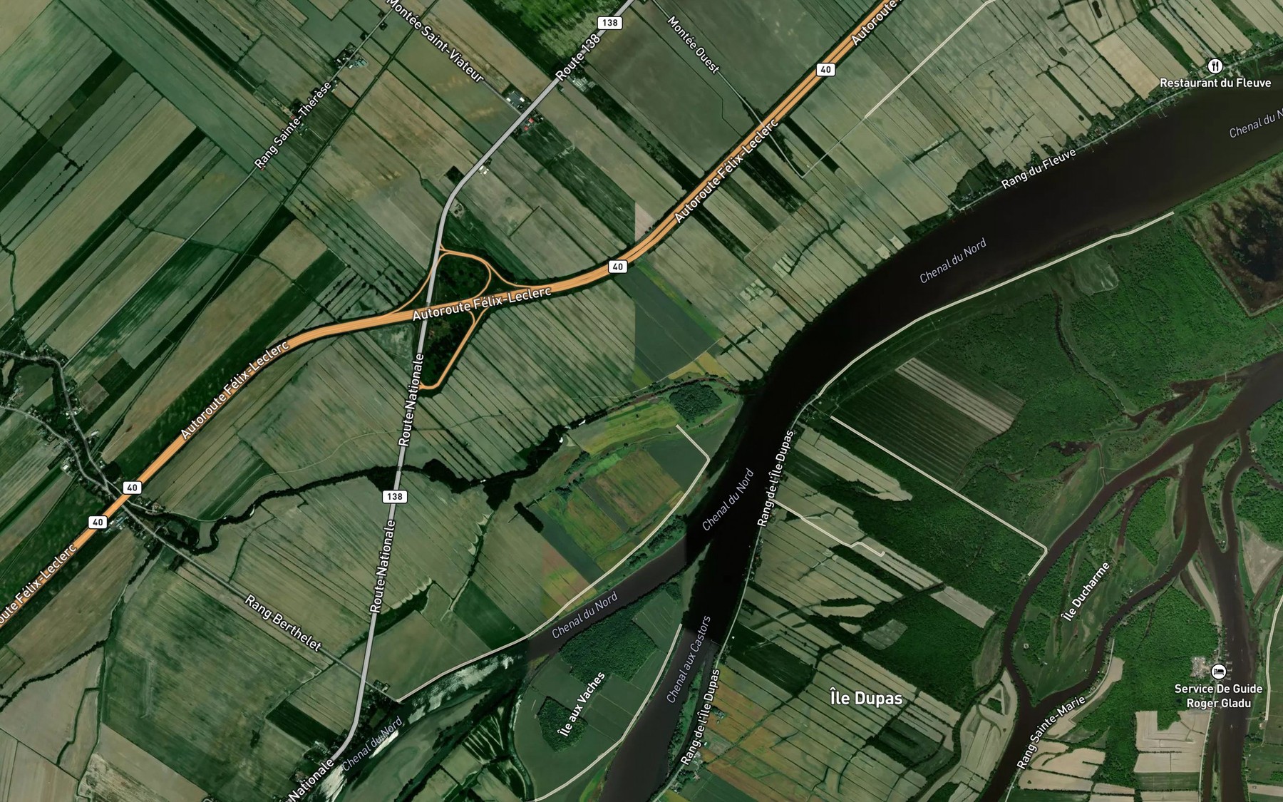 Satellite map of the Ruisseau Lafontaine-Houle