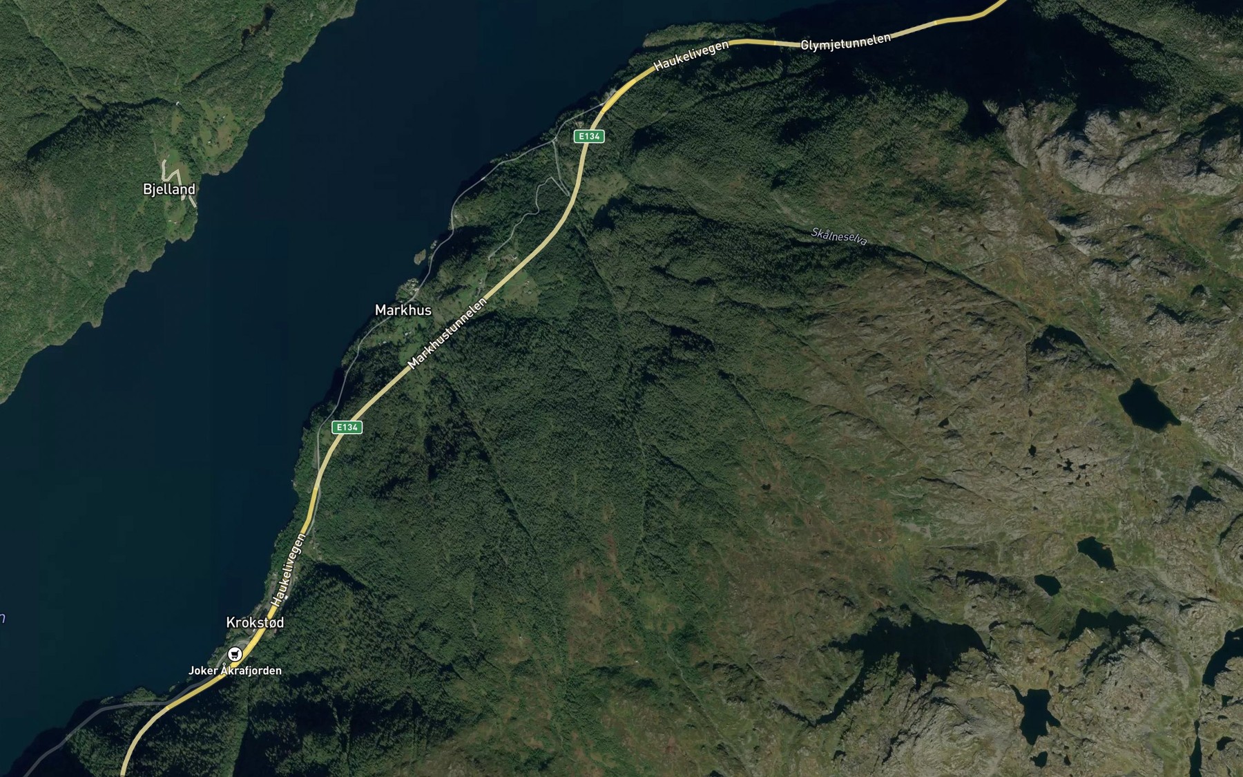 Satellite map of the Miljateigelva