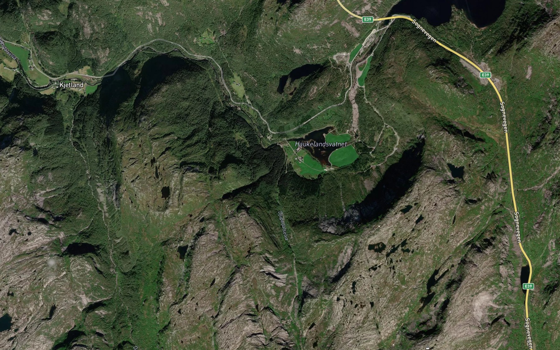 Satellite map of the Djupedalselva