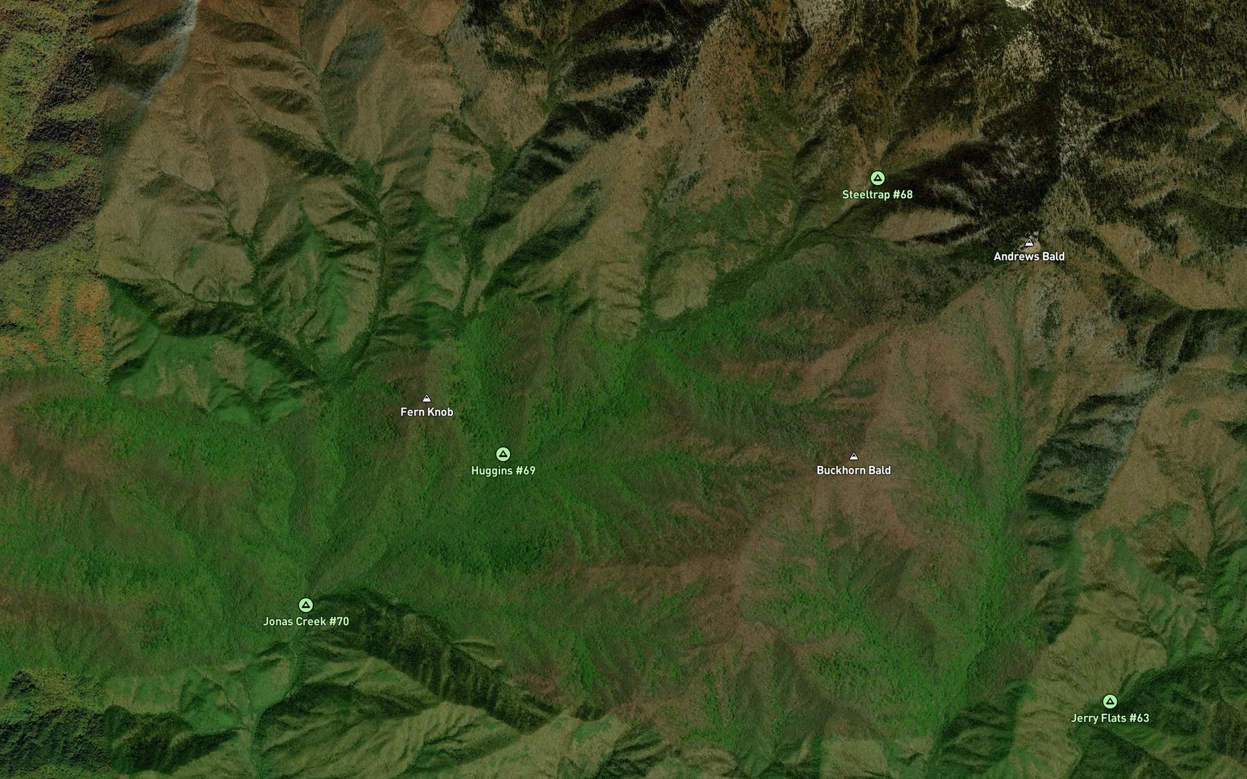 Satellite map of the Forney Creek