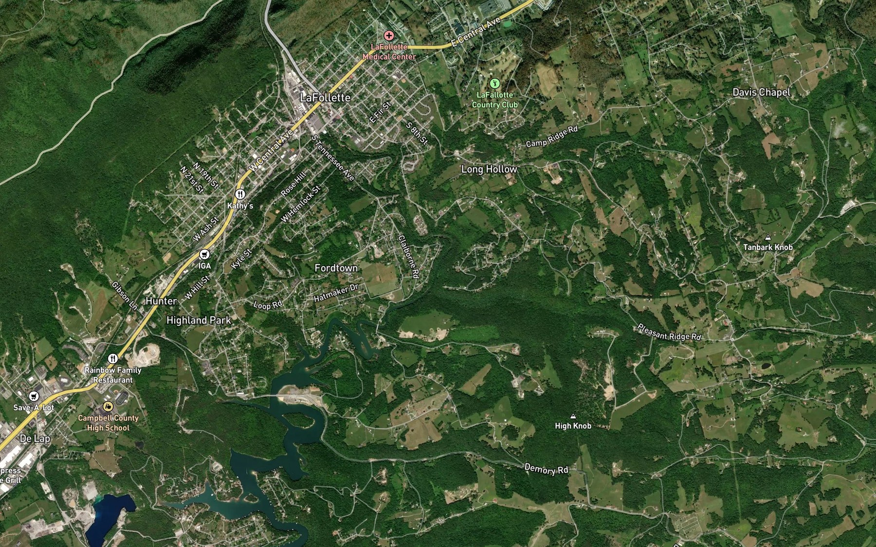 Satellite map of the Blue Spring