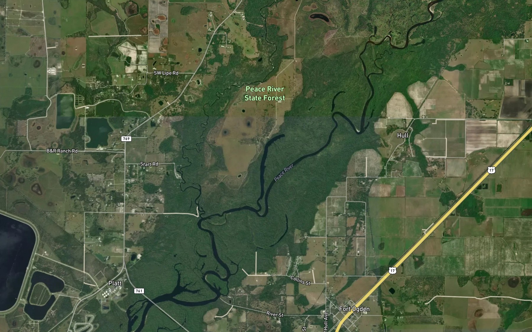 Satellite map of the Handcock Lake
