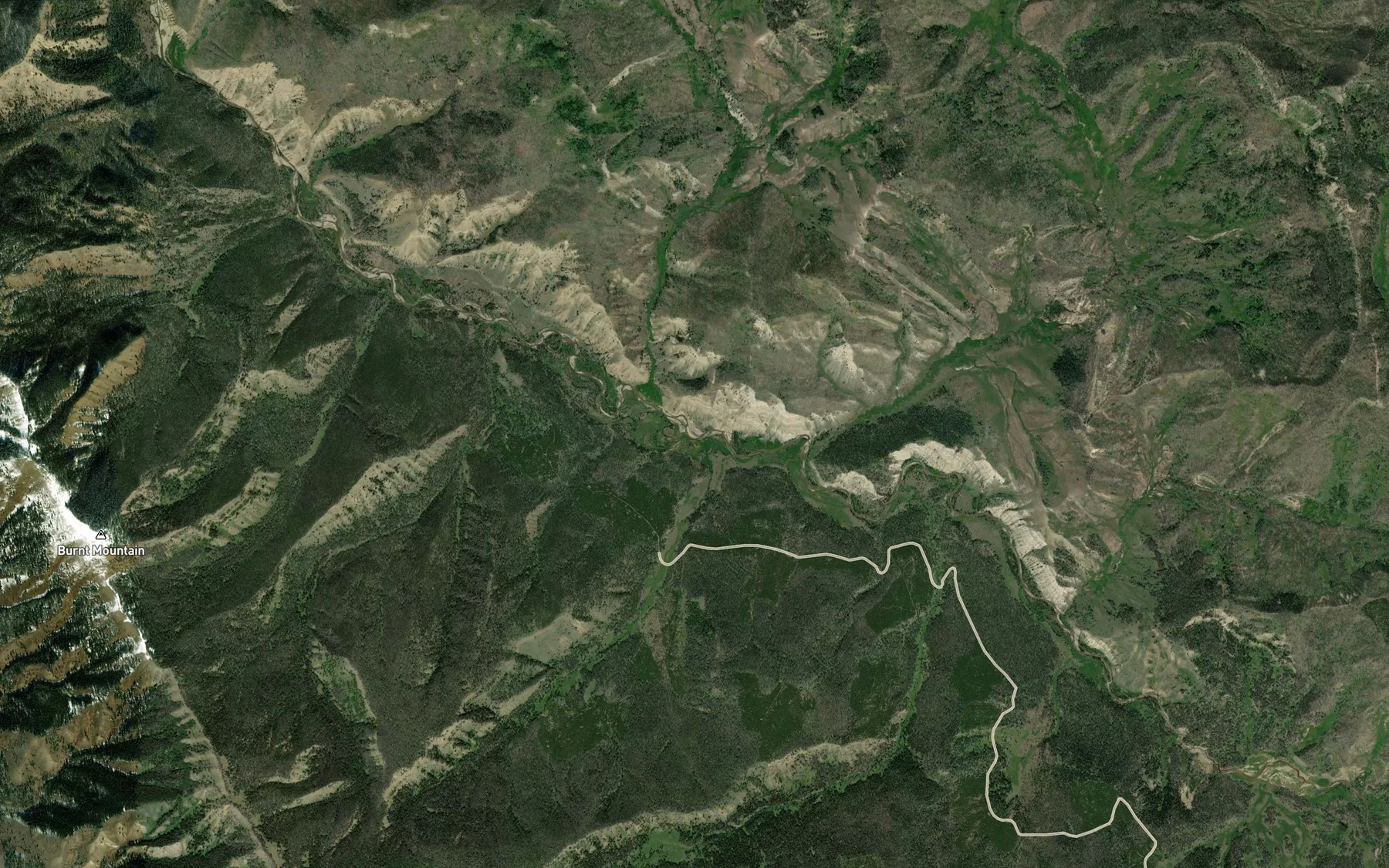 Satellite map of the Stove Creek