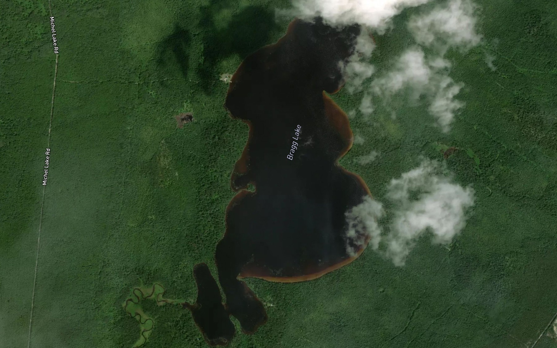 Satellite map of the Bragg Lake