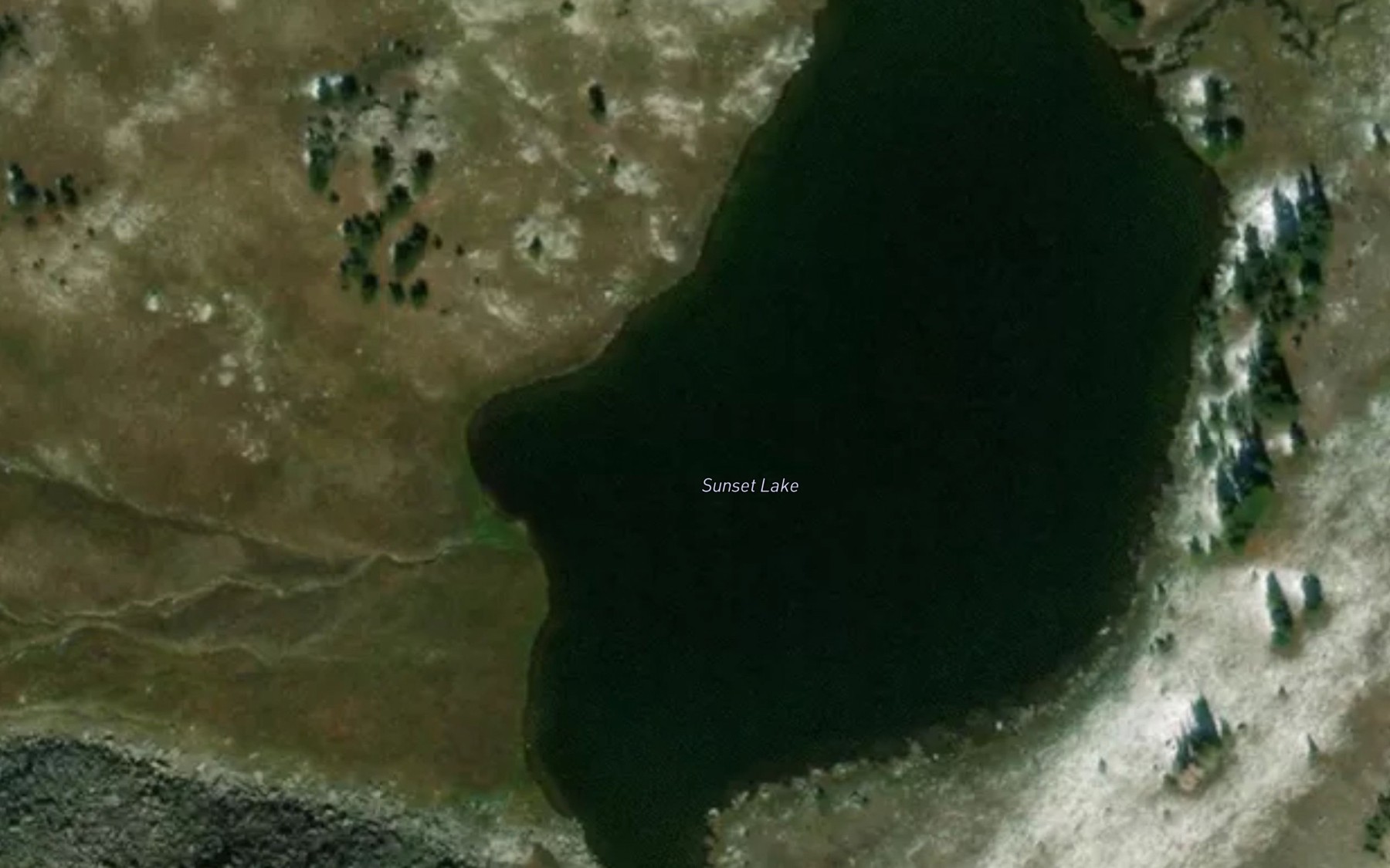 Satellite map of the Sunset Lake