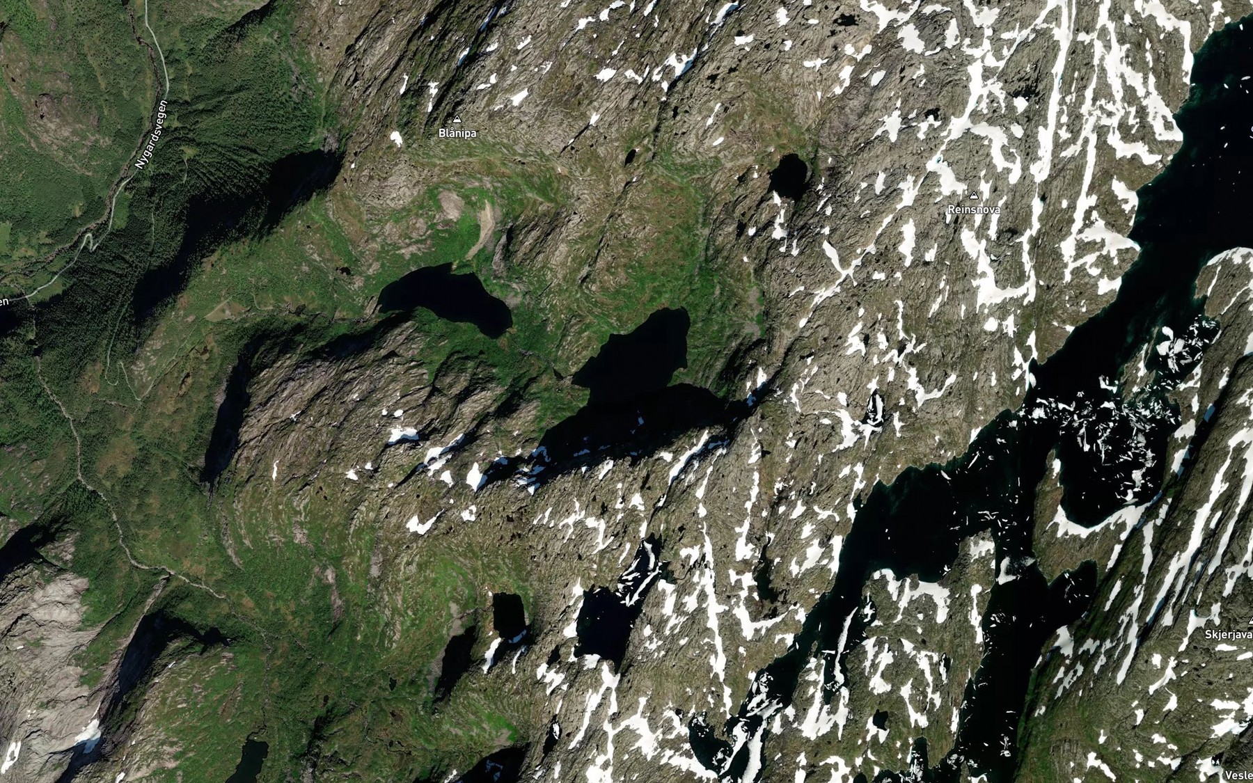 Satellite map of the Norddalsvatnet,ovre