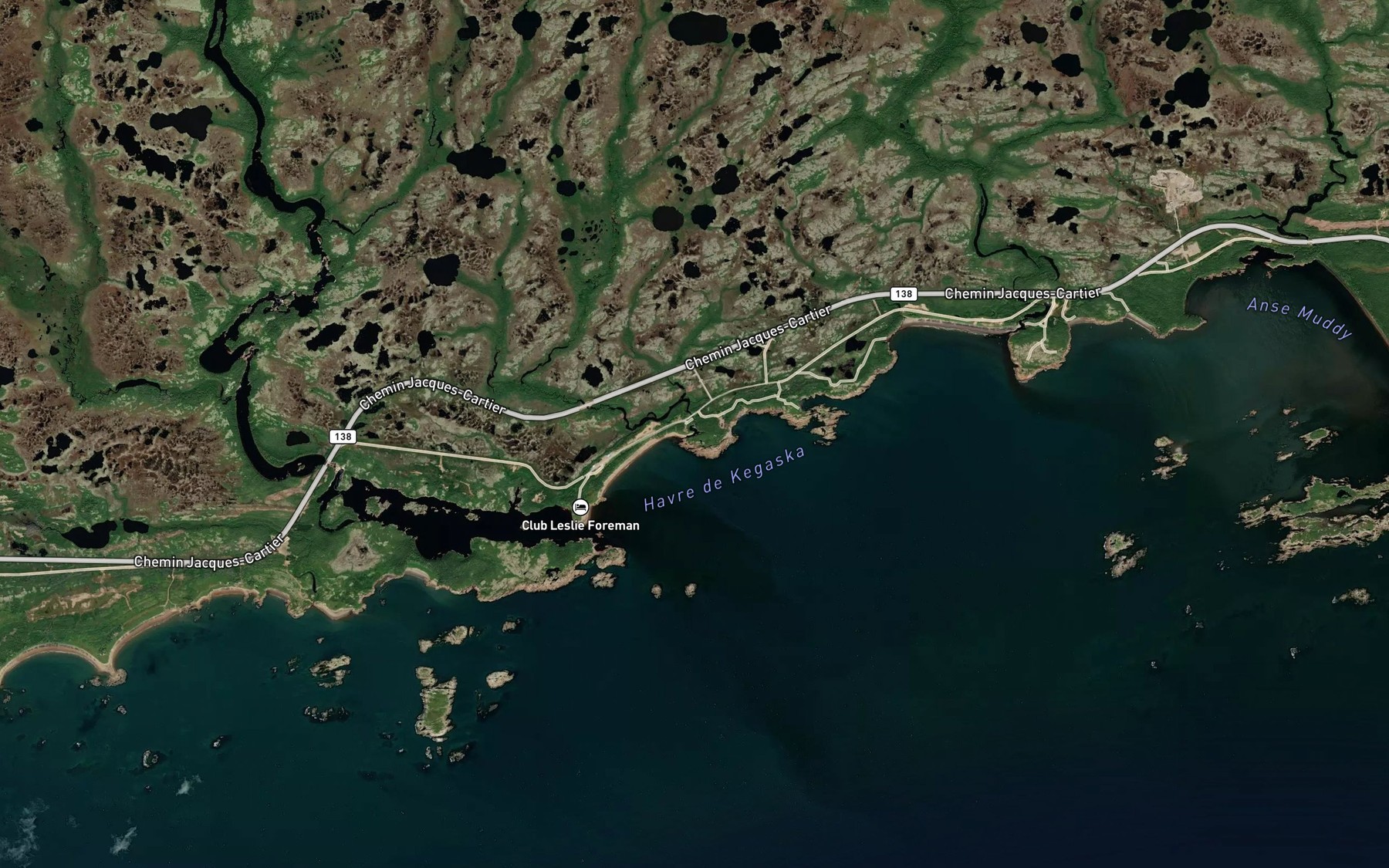 Satellite map of the Petite riviere Kegaska