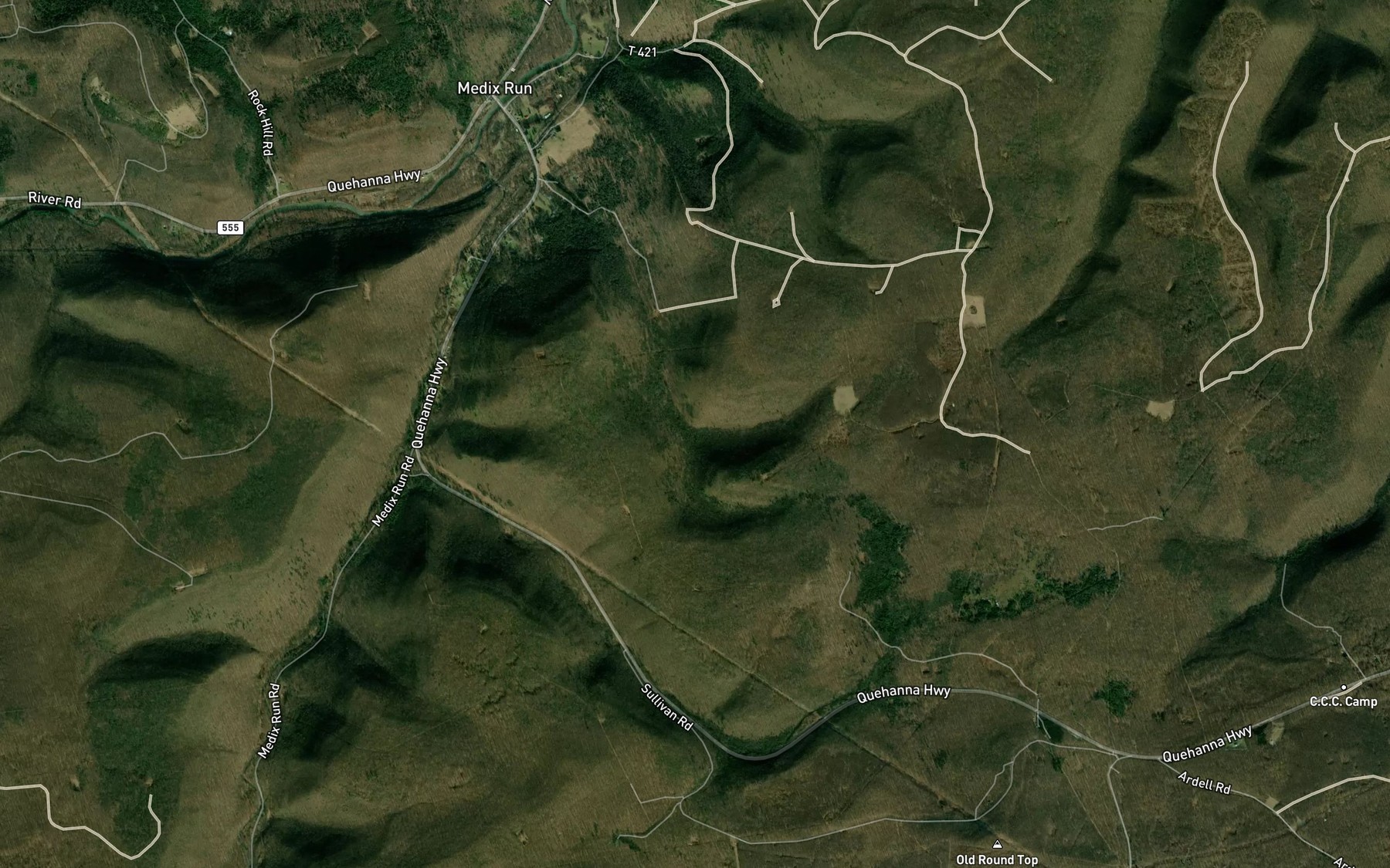 Satellite map of the McPherson Run
