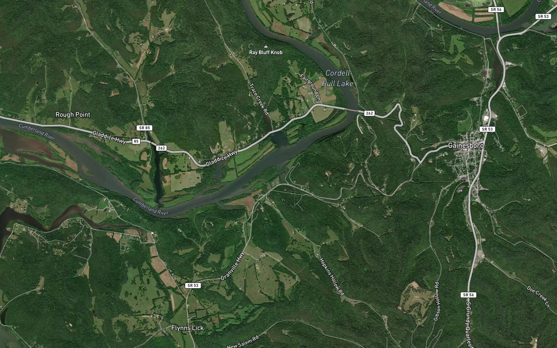 Satellite map of the Hopkins Branch