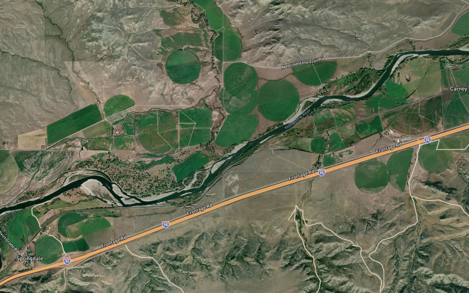 Satellite map of the Duck Creek