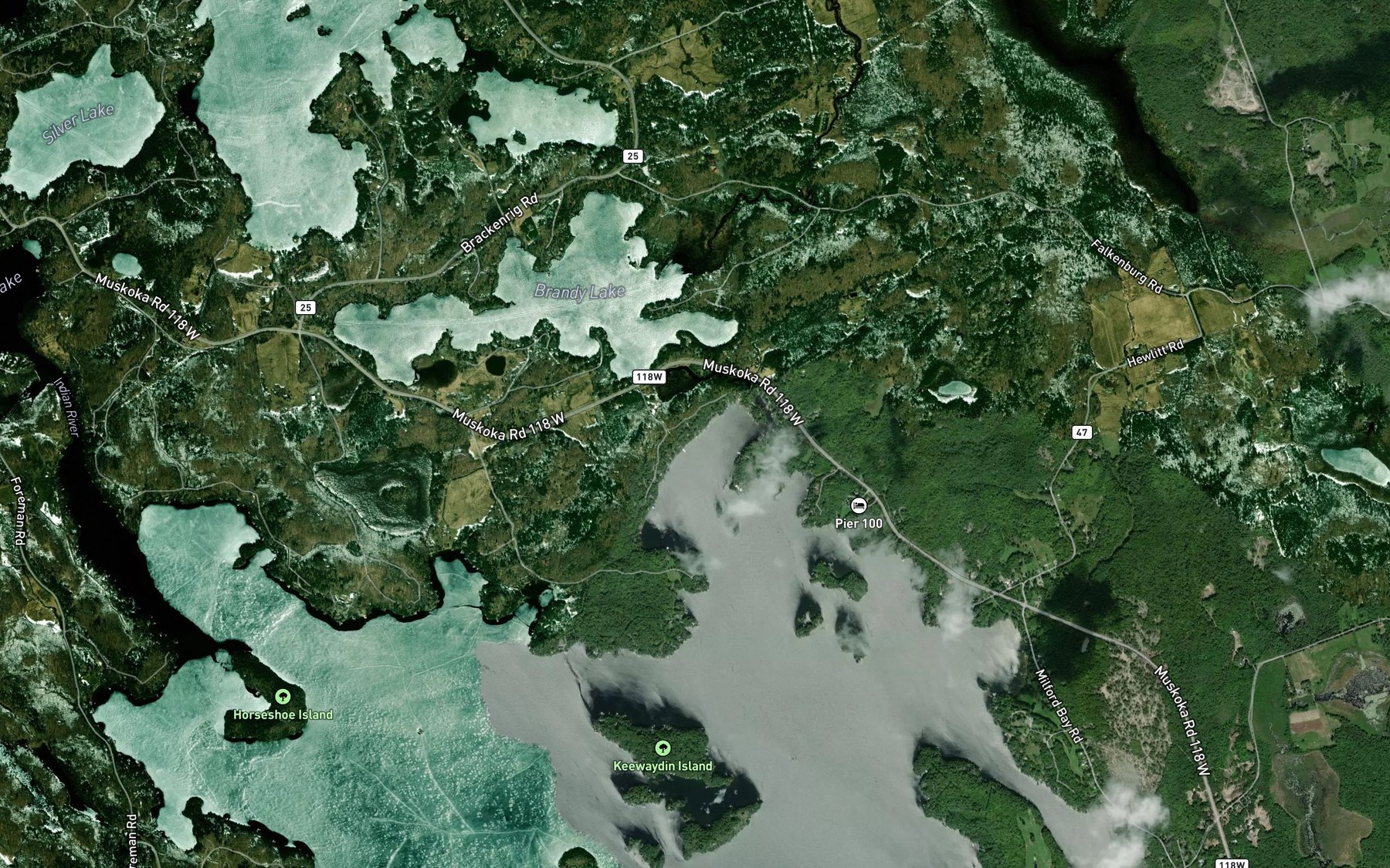 Satellite map of the Scarcliffe Bay