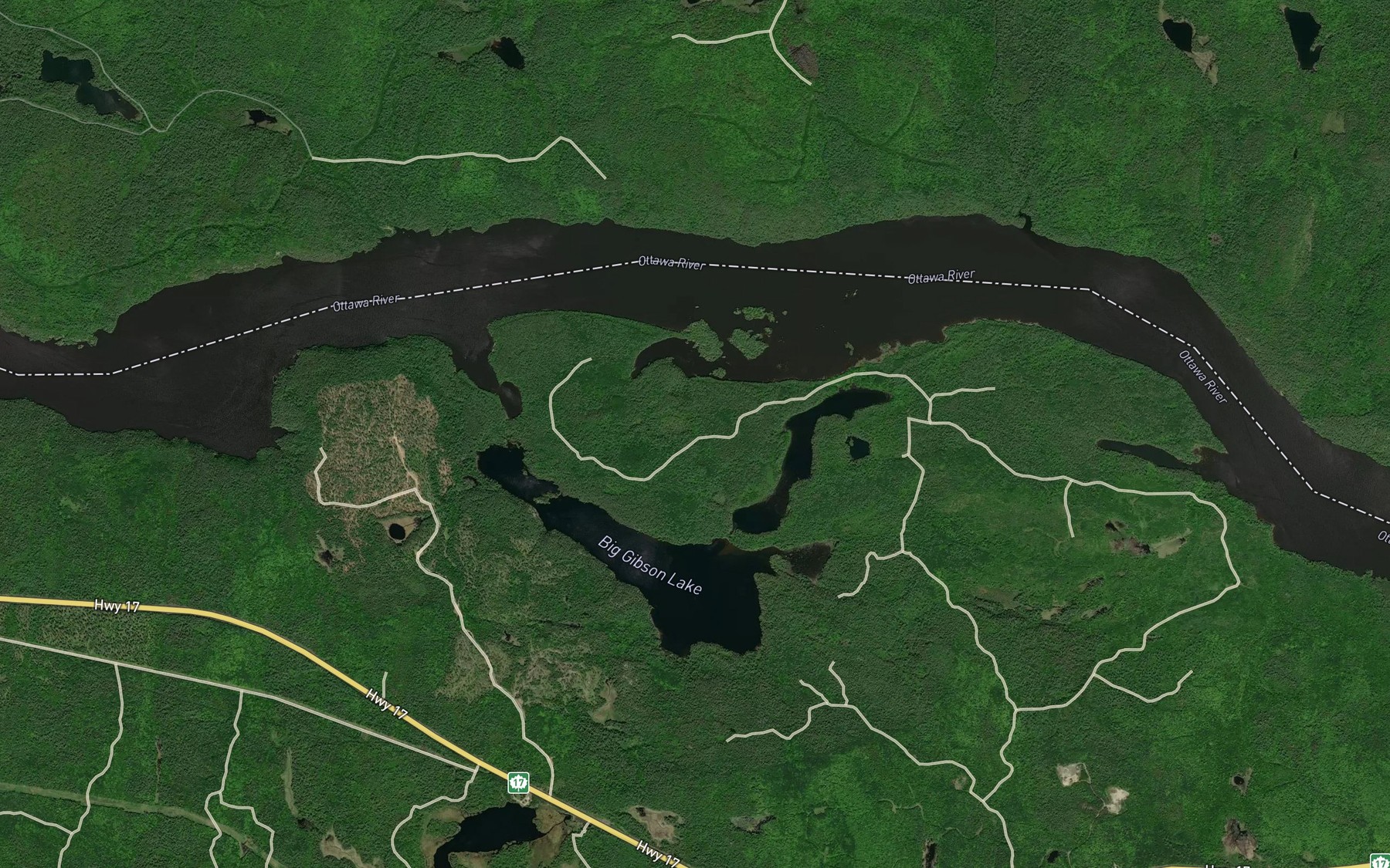 Satellite map of the Gibson Creek