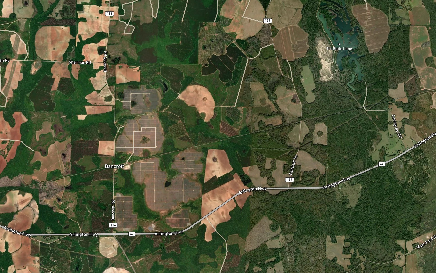 Satellite map of the Number Five Branch