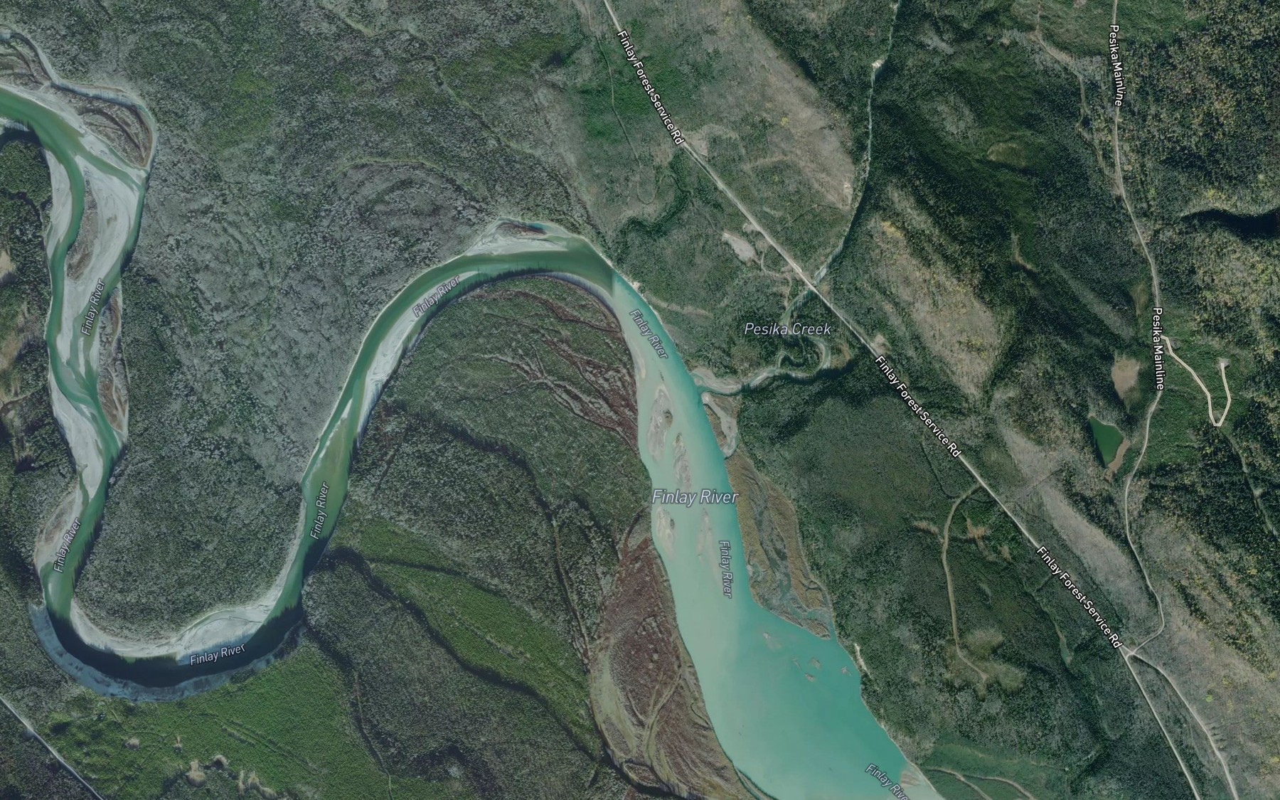 Satellite map of the Pesika Creek
