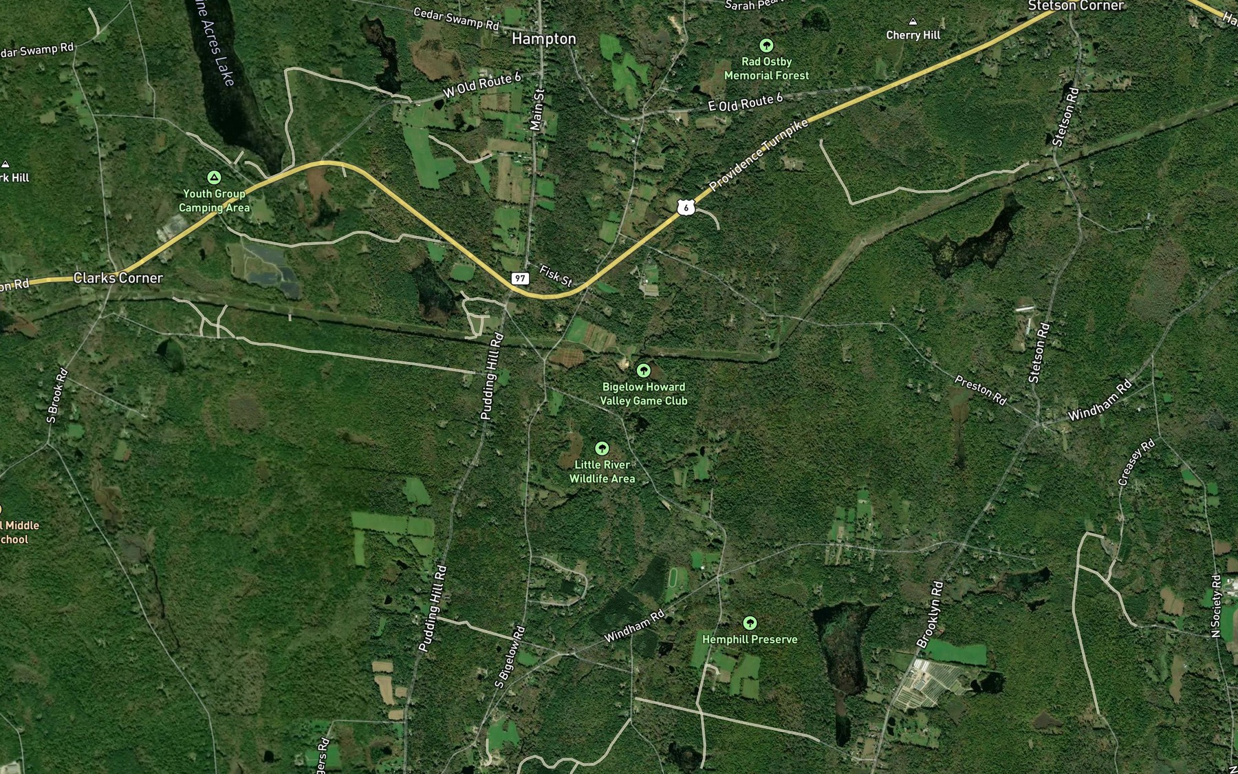 Satellite map of the Cedar Swamp Brook