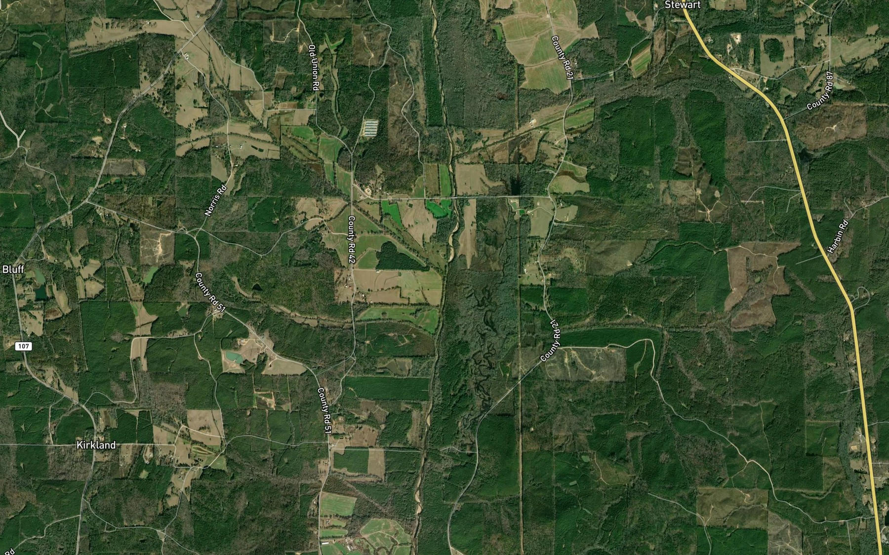 Satellite map of the Langston Creek
