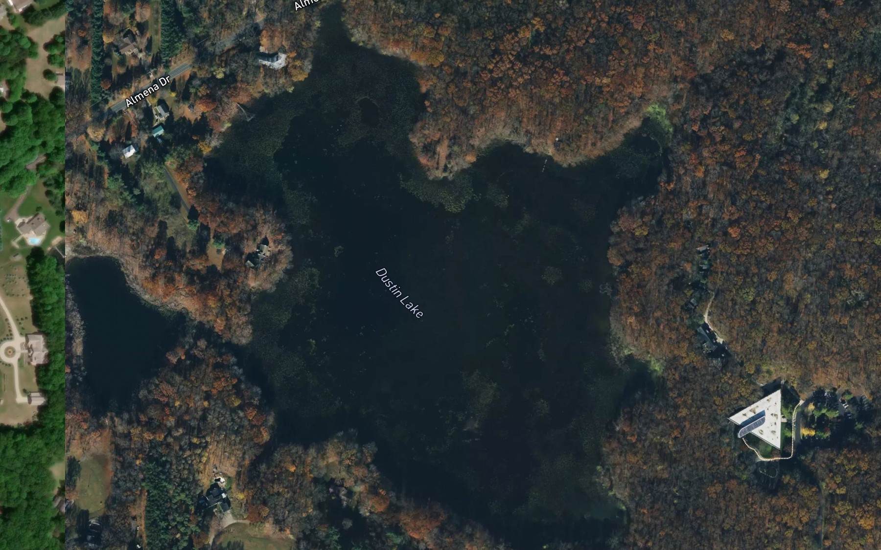 Satellite map of the Dustin Lake