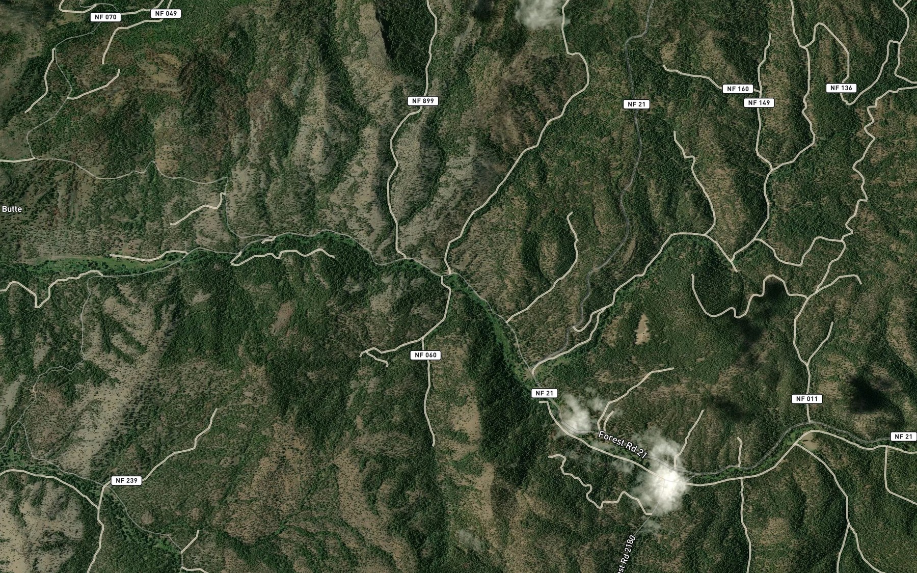 Satellite map of the Horse Creek