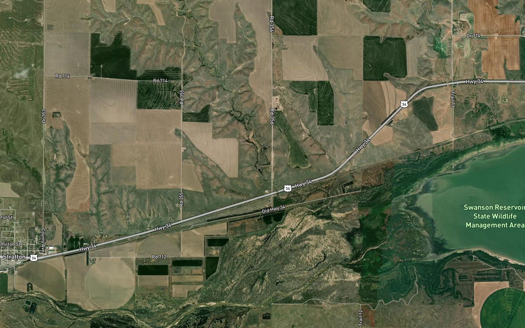 Satellite map of the Diehl Lake