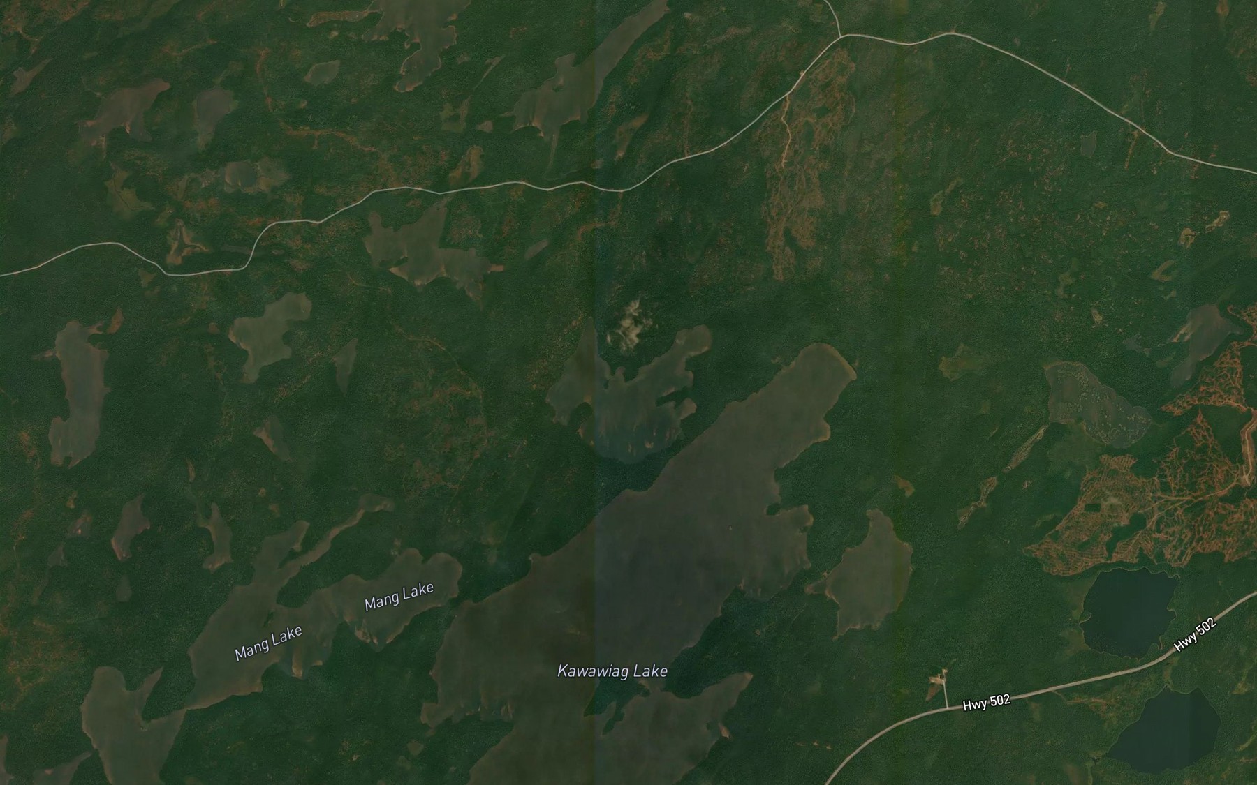 Satellite map of the Strange Lake