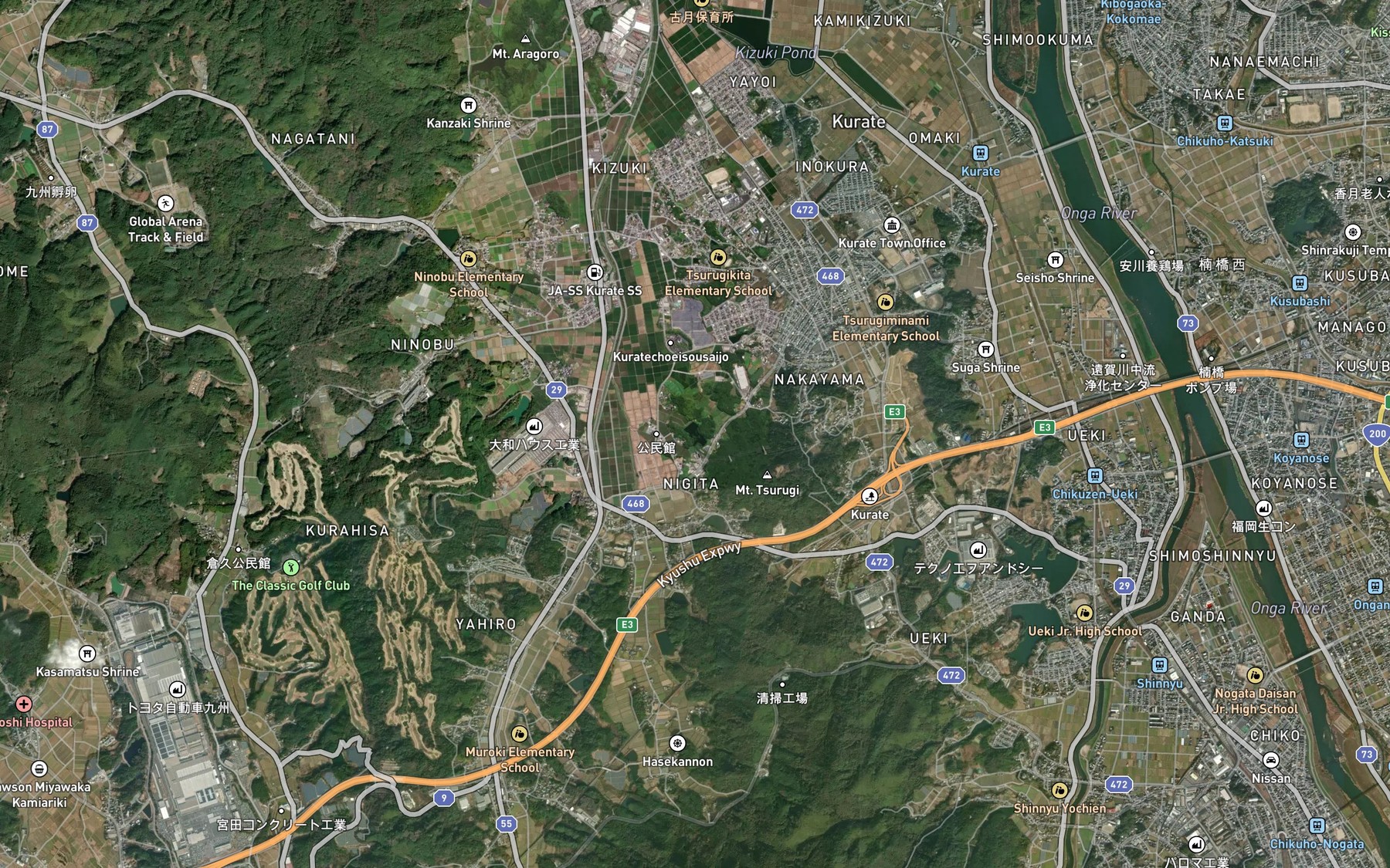 Satellite map of the Nishiro Ike