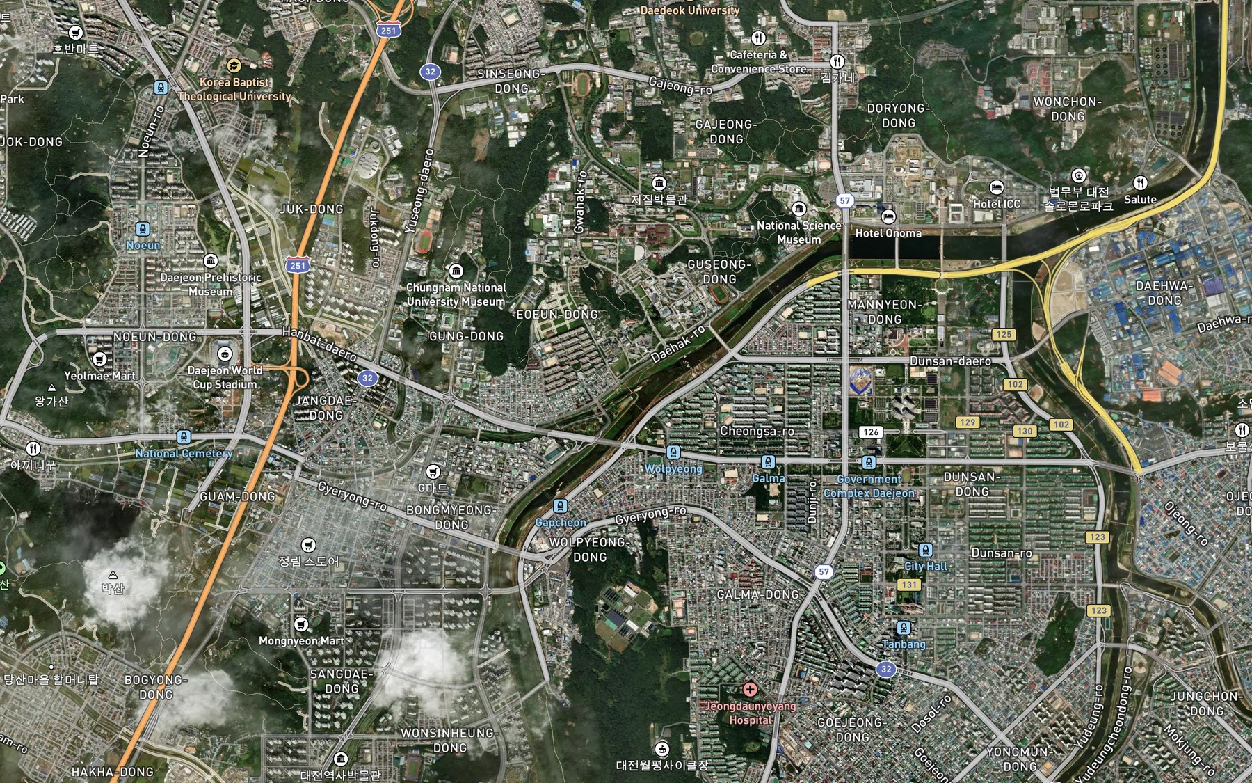 Satellite map of the Yuseongcheon