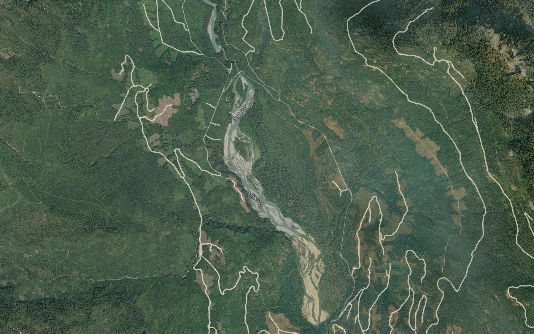 Satellite map of the Steve Creek