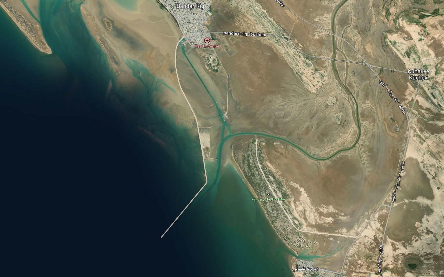 Satellite map of the Khowr-e Bandar Rig