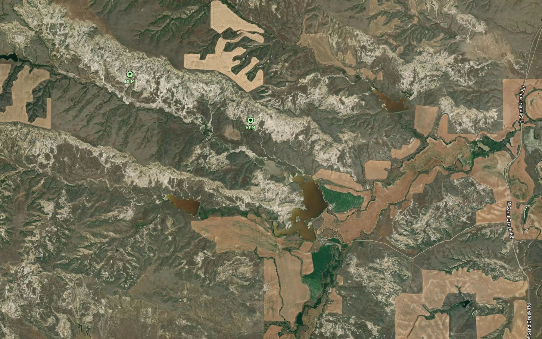 Satellite map of the Upper O'Dell Coulee Reservoir