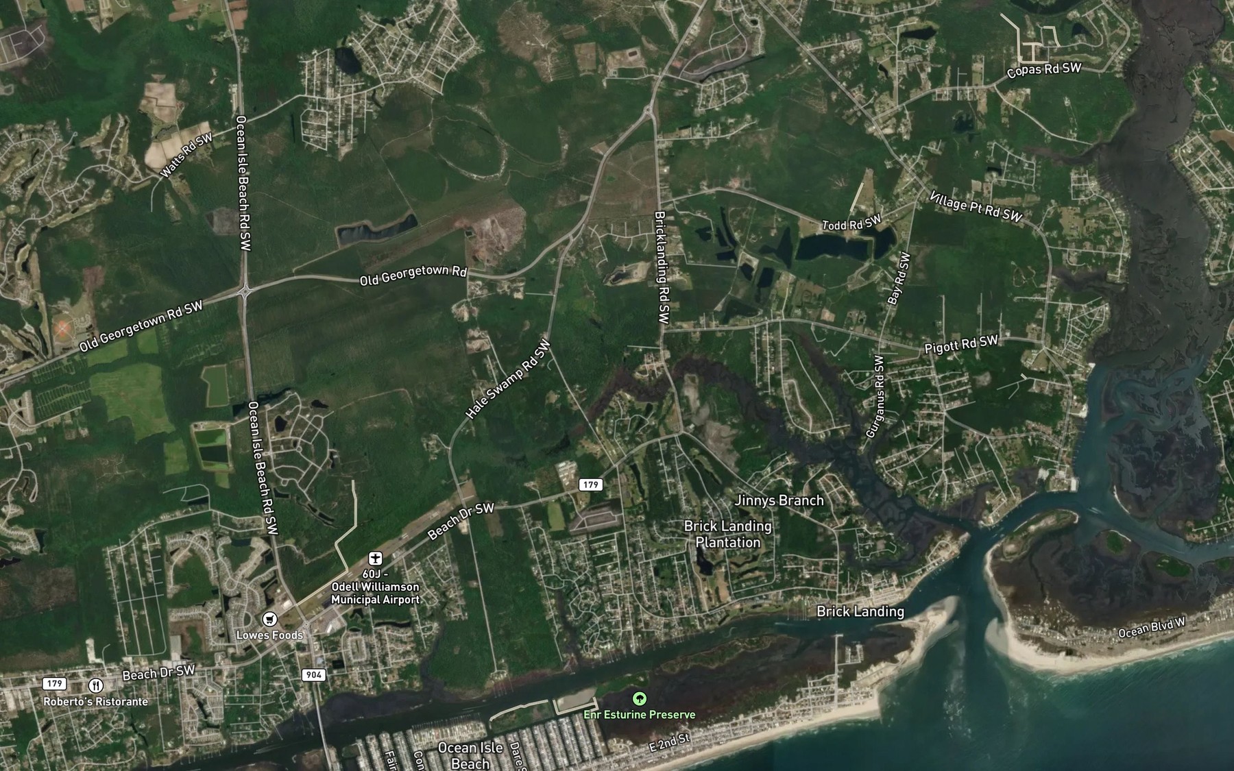 Satellite map of the Jennies Branch
