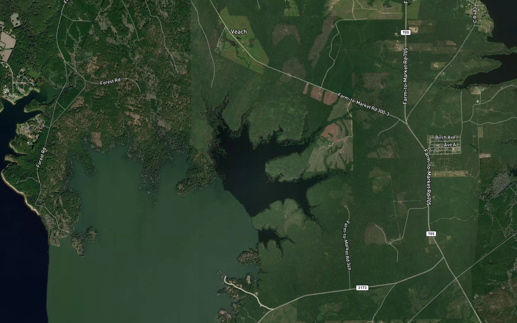 Satellite map of the Rocky Branch