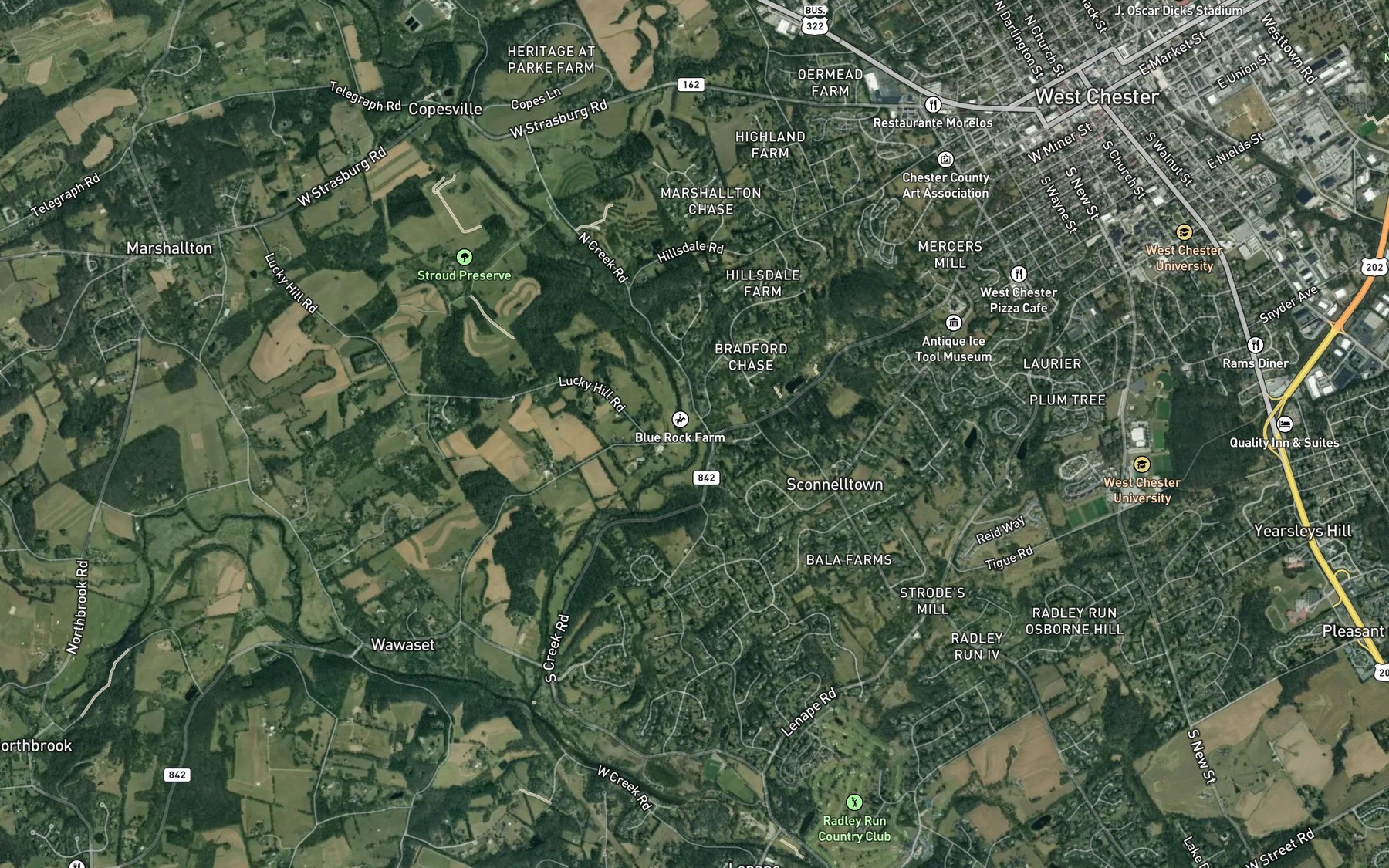 Satellite map of the Blackhorse Run